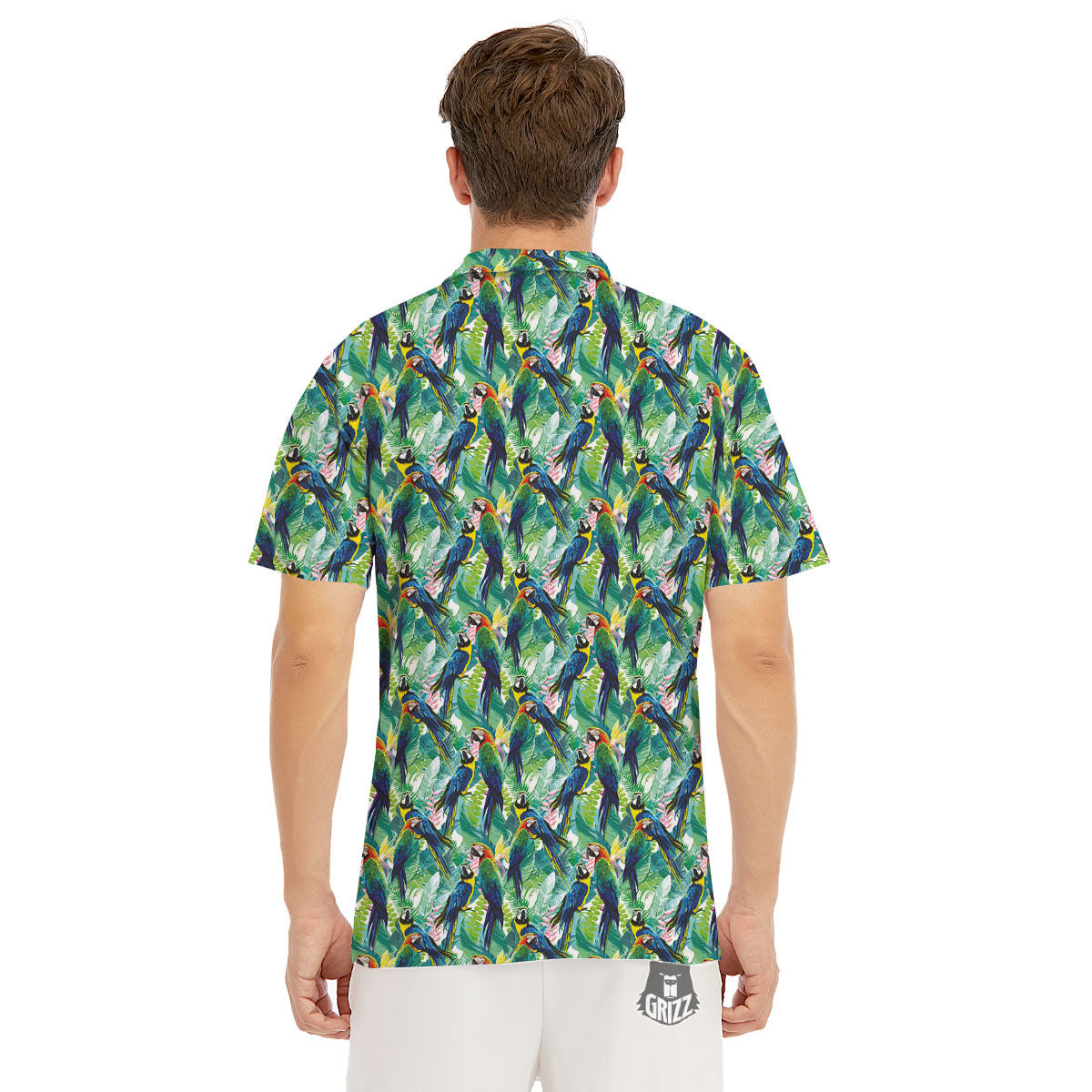 Parrot Macaw Print Pattern Men's Golf Shirts-grizzshop