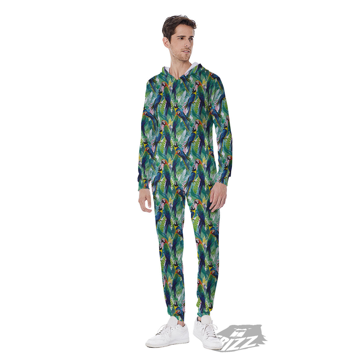 Parrot Macaw Print Pattern Men's Jumpsuit-grizzshop