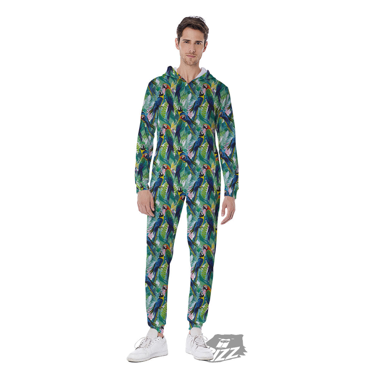 Parrot Macaw Print Pattern Men's Jumpsuit-grizzshop
