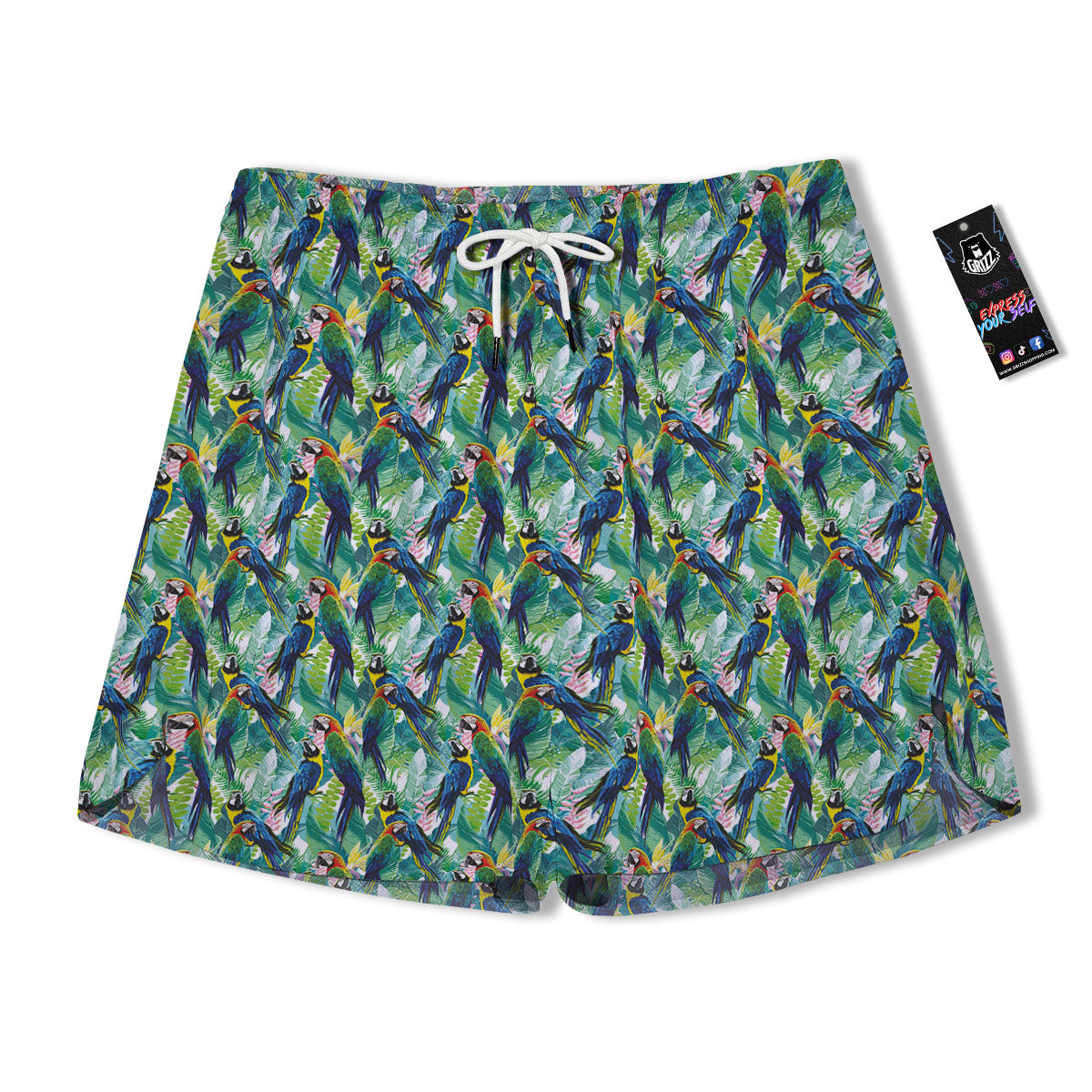 Parrot Macaw Print Pattern Men's Running Shorts-grizzshop