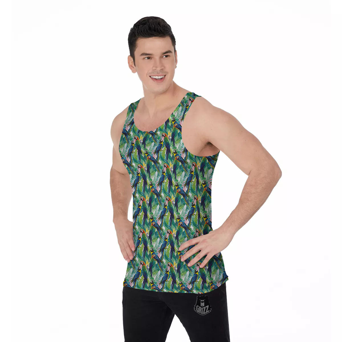 Parrot Macaw Print Pattern Men's Tank Top-grizzshop