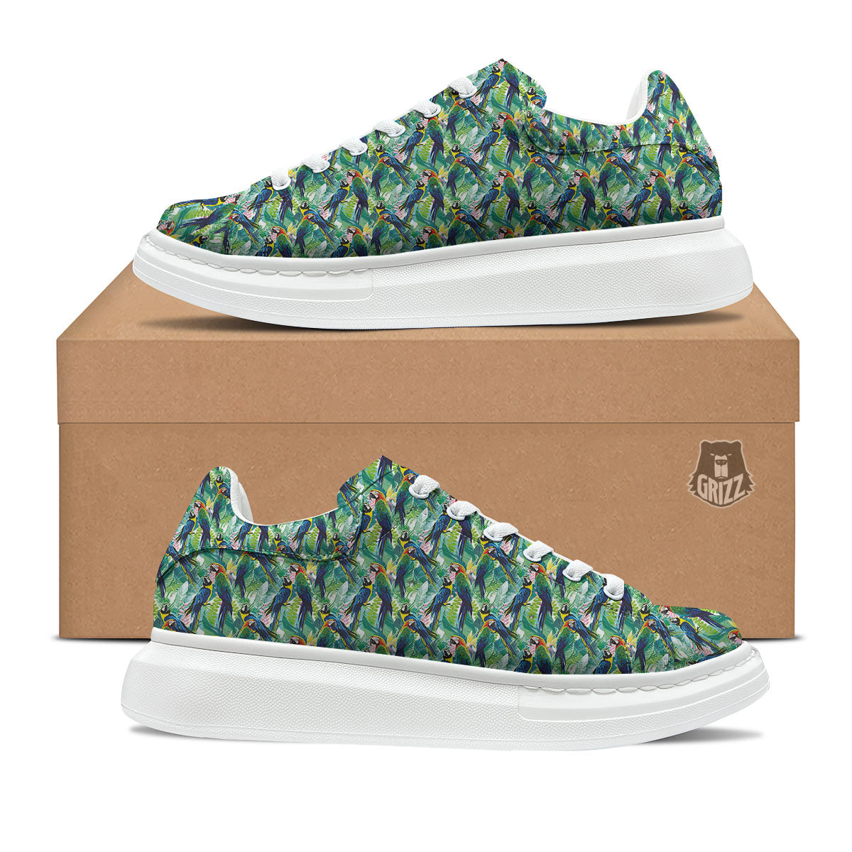 Parrot Macaw Print Pattern Platform Shoes-grizzshop