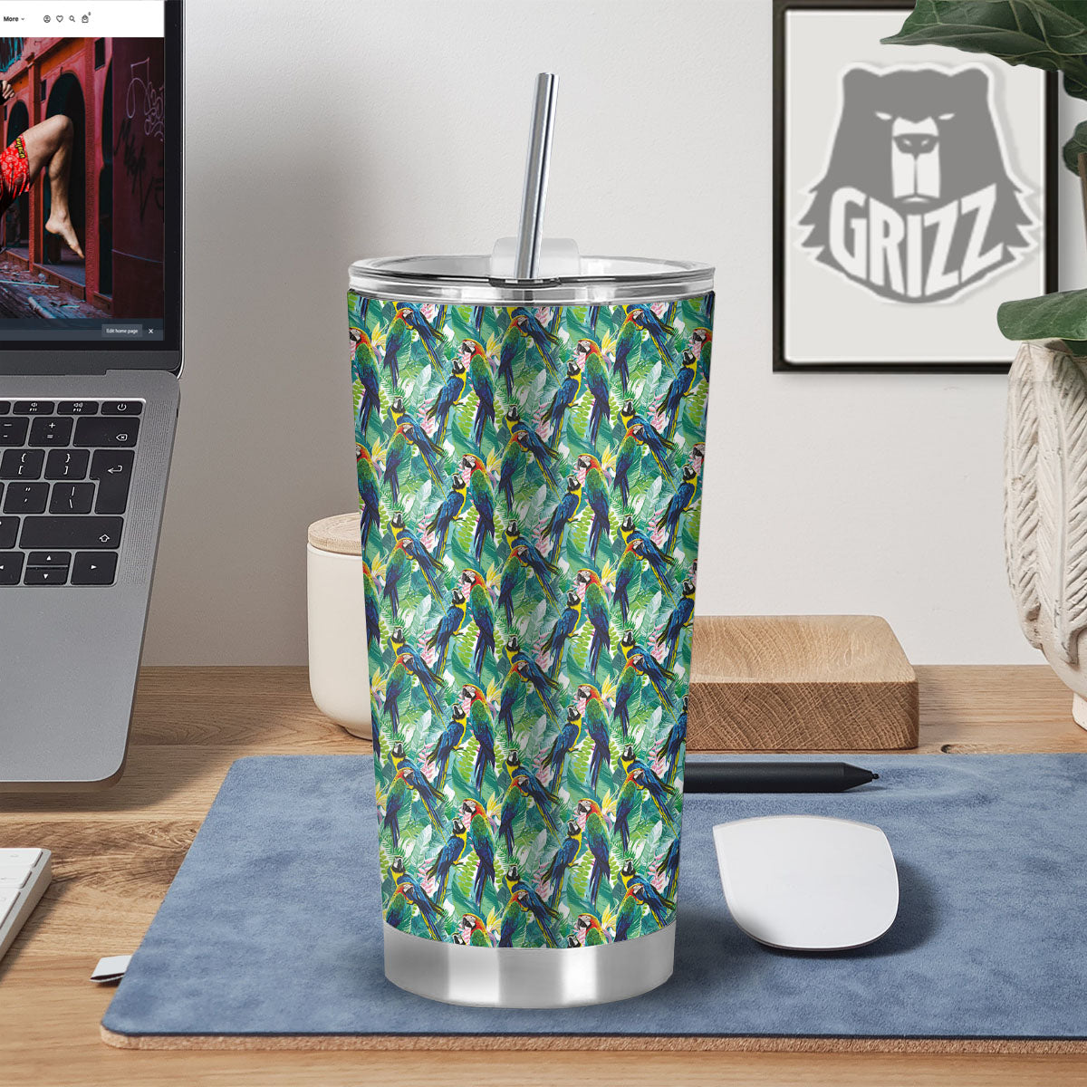Parrot Macaw Print Pattern Tumbler-grizzshop