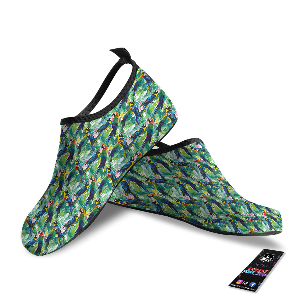 Parrot Macaw Print Pattern Water Shoes-grizzshop