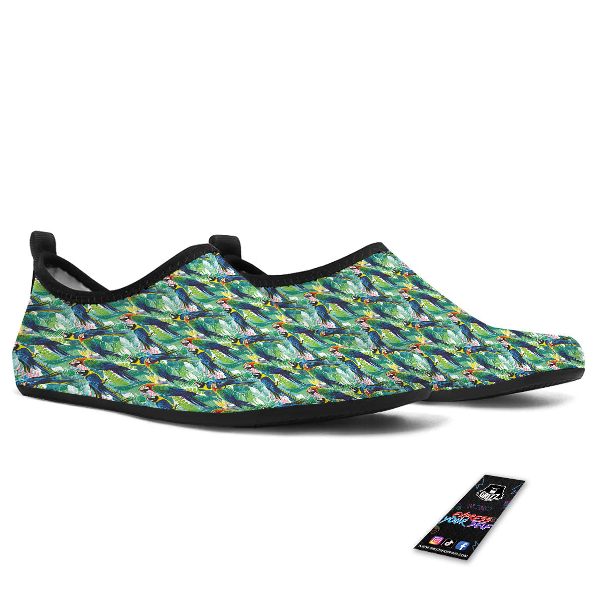 Parrot Macaw Print Pattern Water Shoes-grizzshop