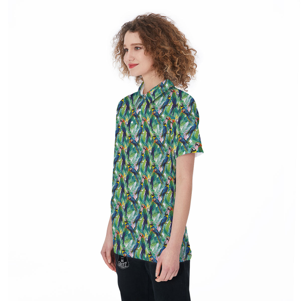 Parrot Macaw Print Pattern Women's Golf Shirts-grizzshop