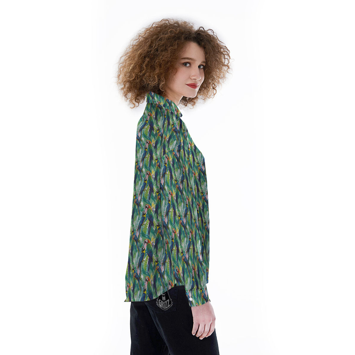 Parrot Macaw Print Pattern Women's Long Sleeve Shirts-grizzshop