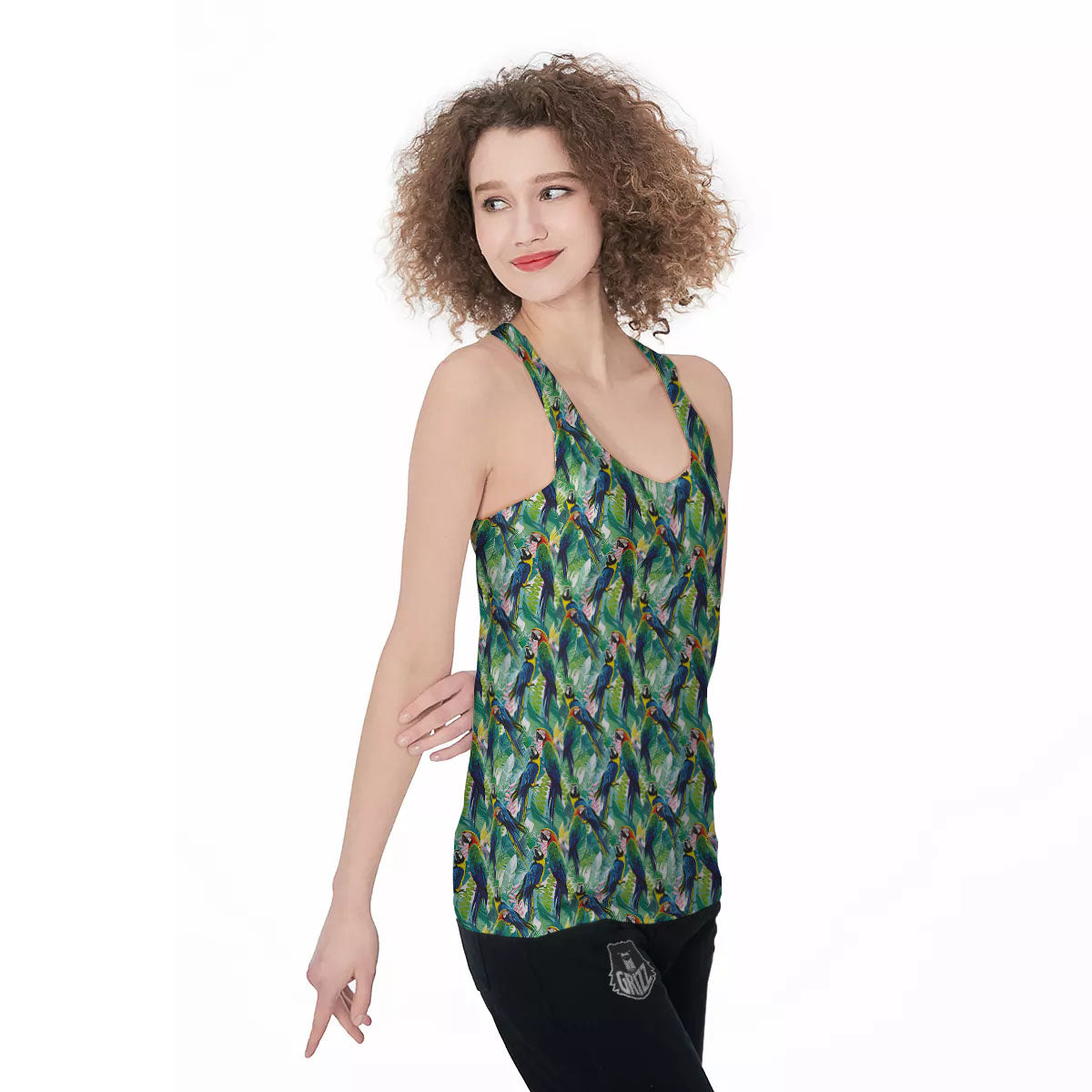 Parrot Macaw Print Pattern Women's Racerback Tank Top-grizzshop