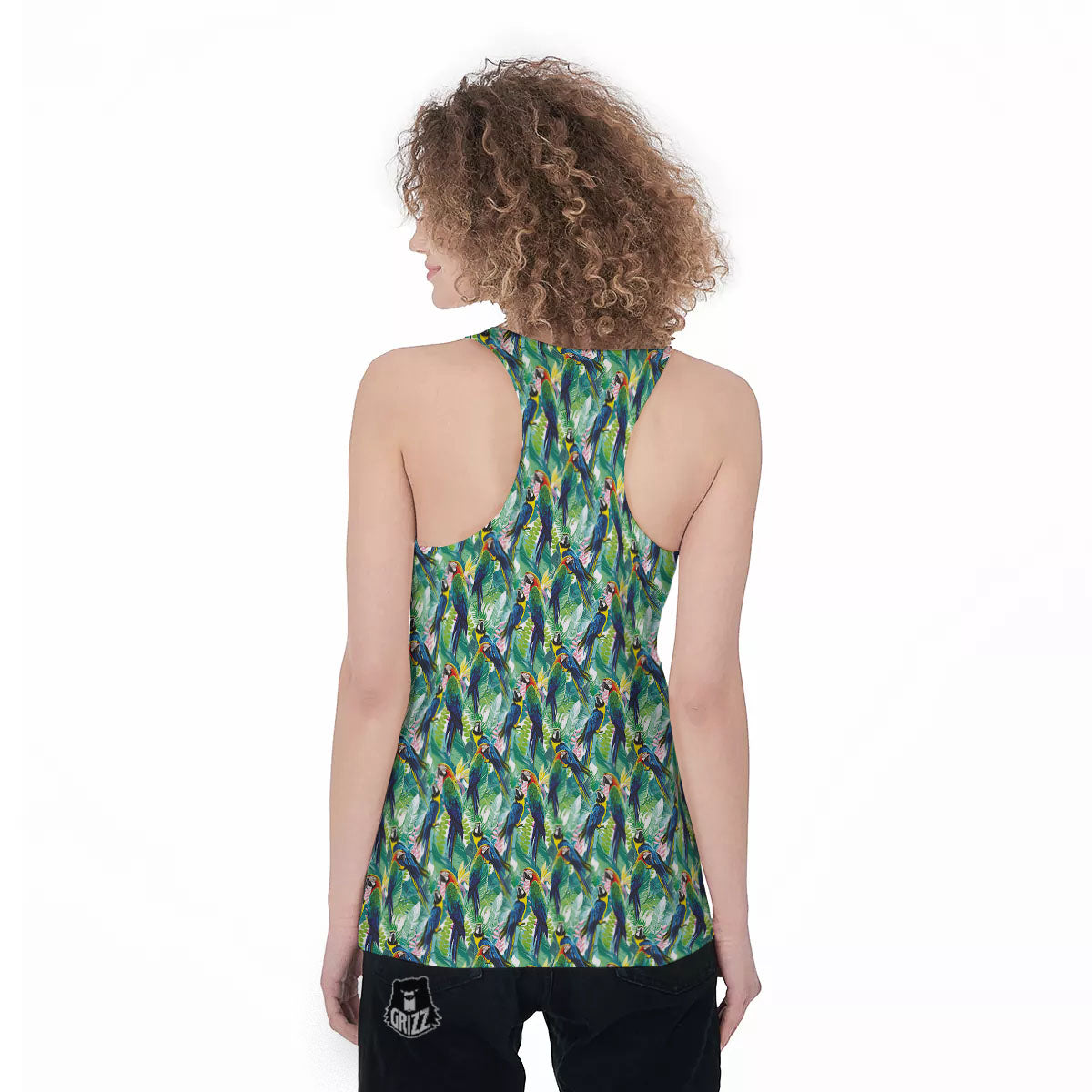 Parrot Macaw Print Pattern Women's Racerback Tank Top-grizzshop