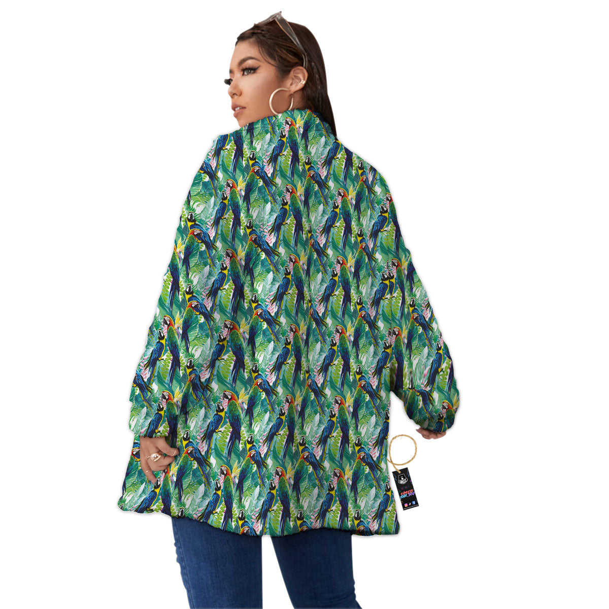 Parrot Macaw Print Pattern Women's Sherpa Jacket-grizzshop