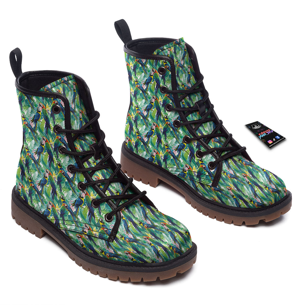 Parrot Macaw Print Pattern Work Boots-grizzshop
