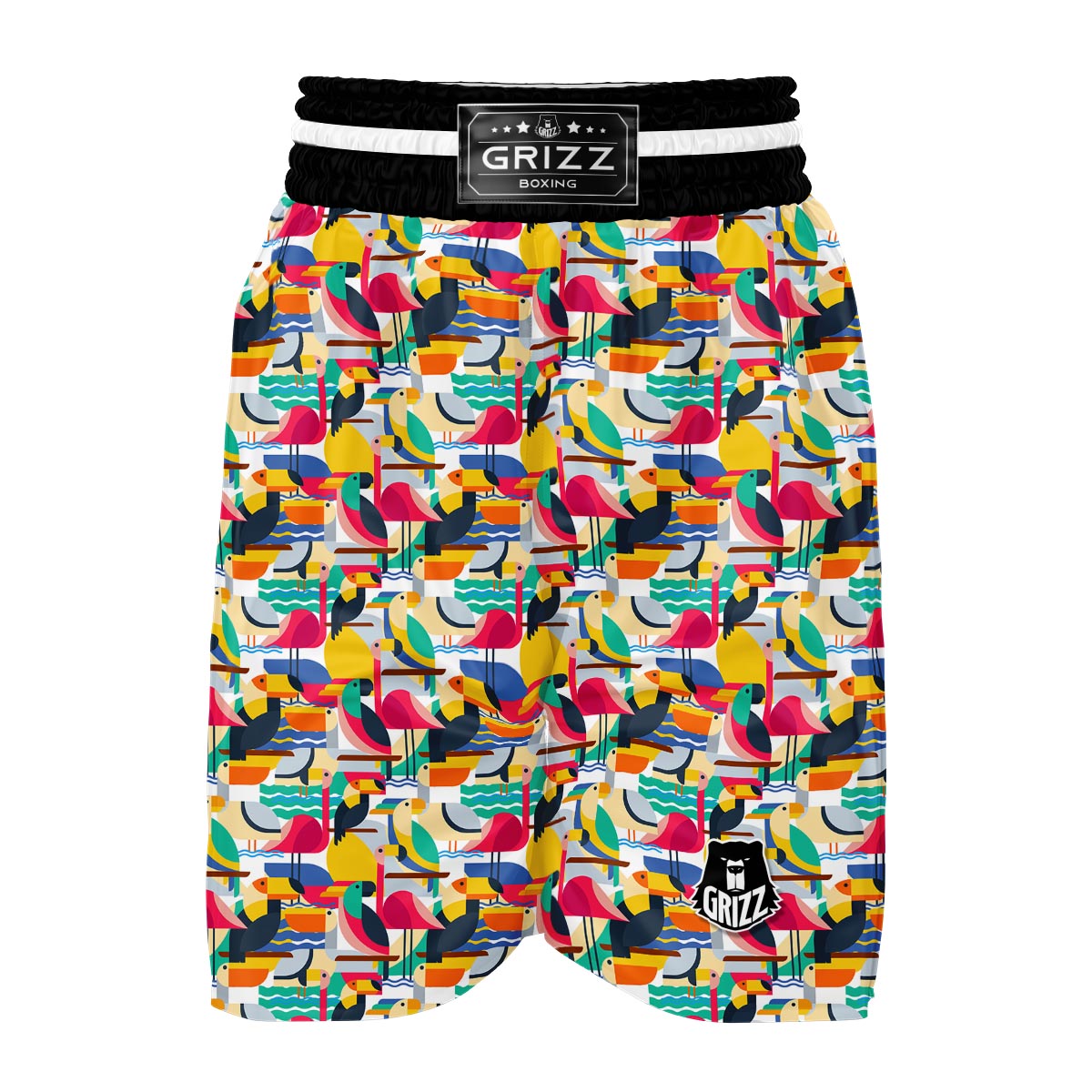 Parrot Pattern Print Boxing Shorts-grizzshop