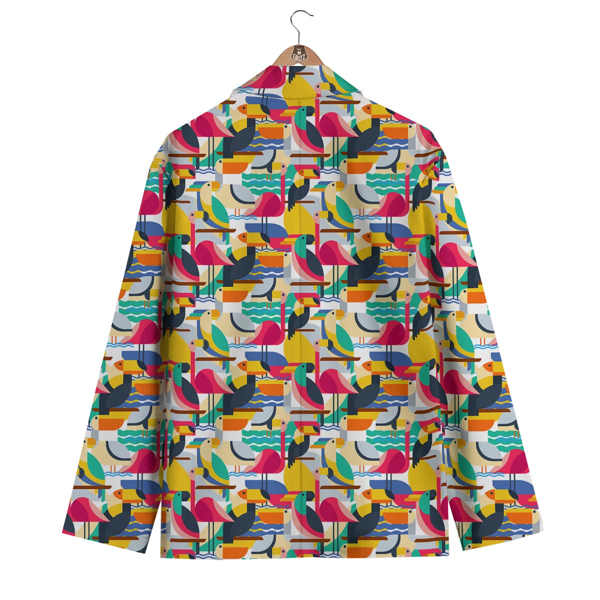 Parrot Pattern Print Men's Blazer-grizzshop