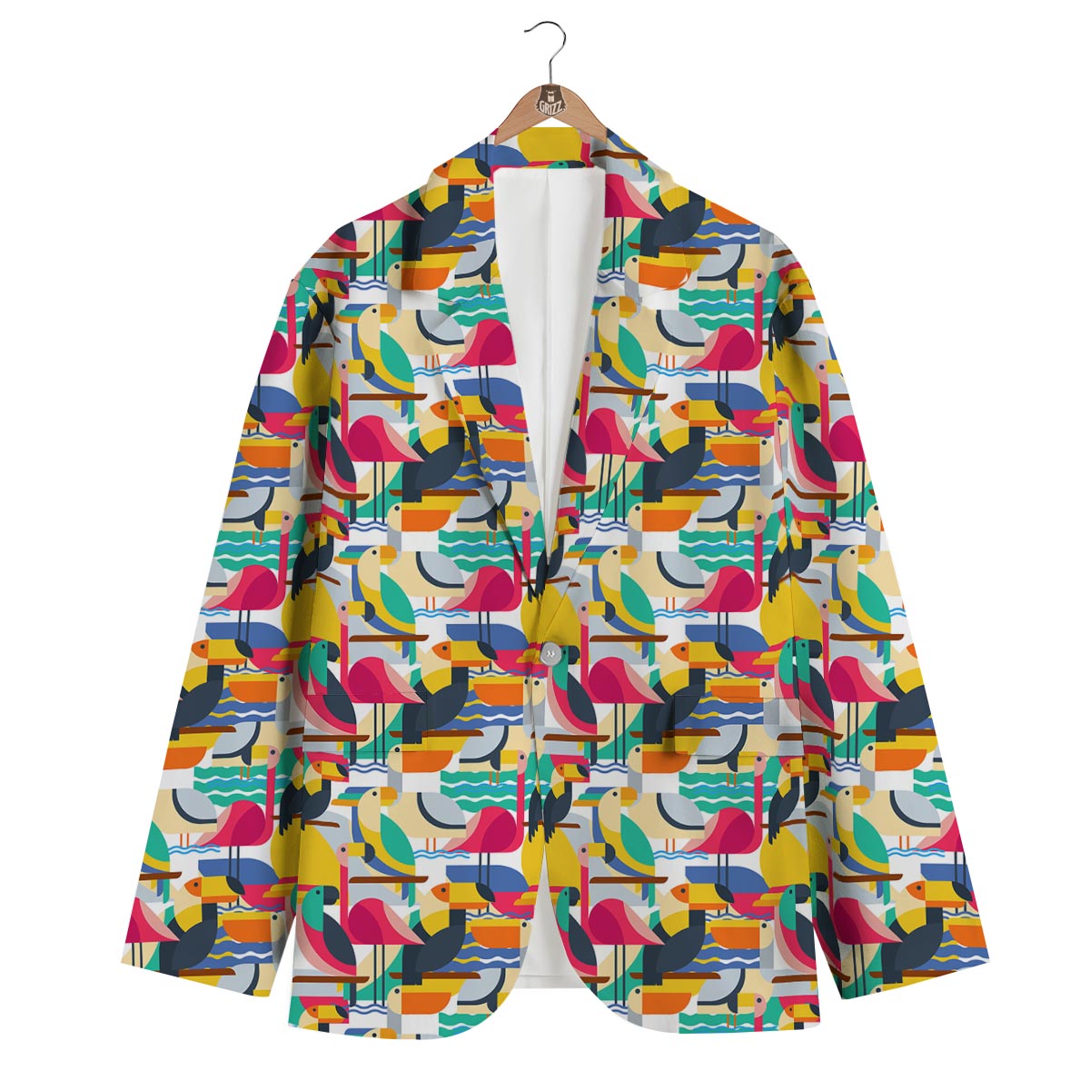Parrot Pattern Print Men's Blazer-grizzshop