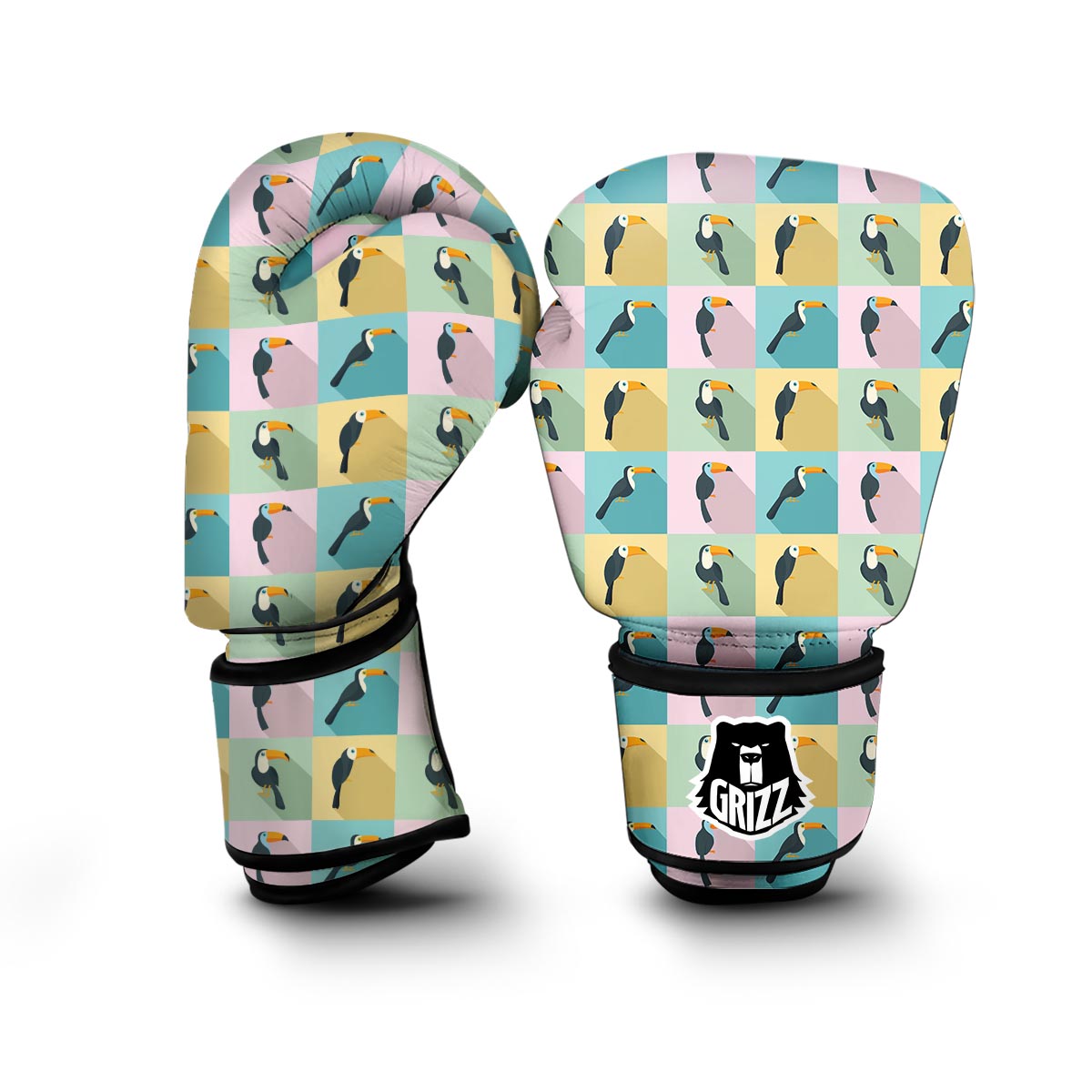 Parrot Print Pattern Boxing Gloves-grizzshop