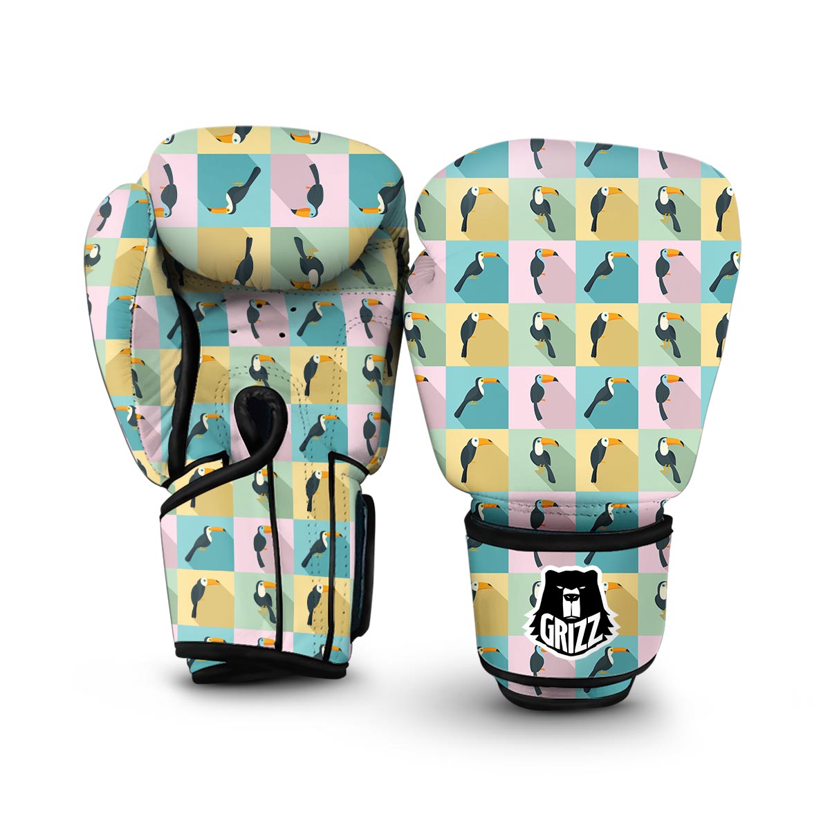 Parrot Print Pattern Boxing Gloves-grizzshop