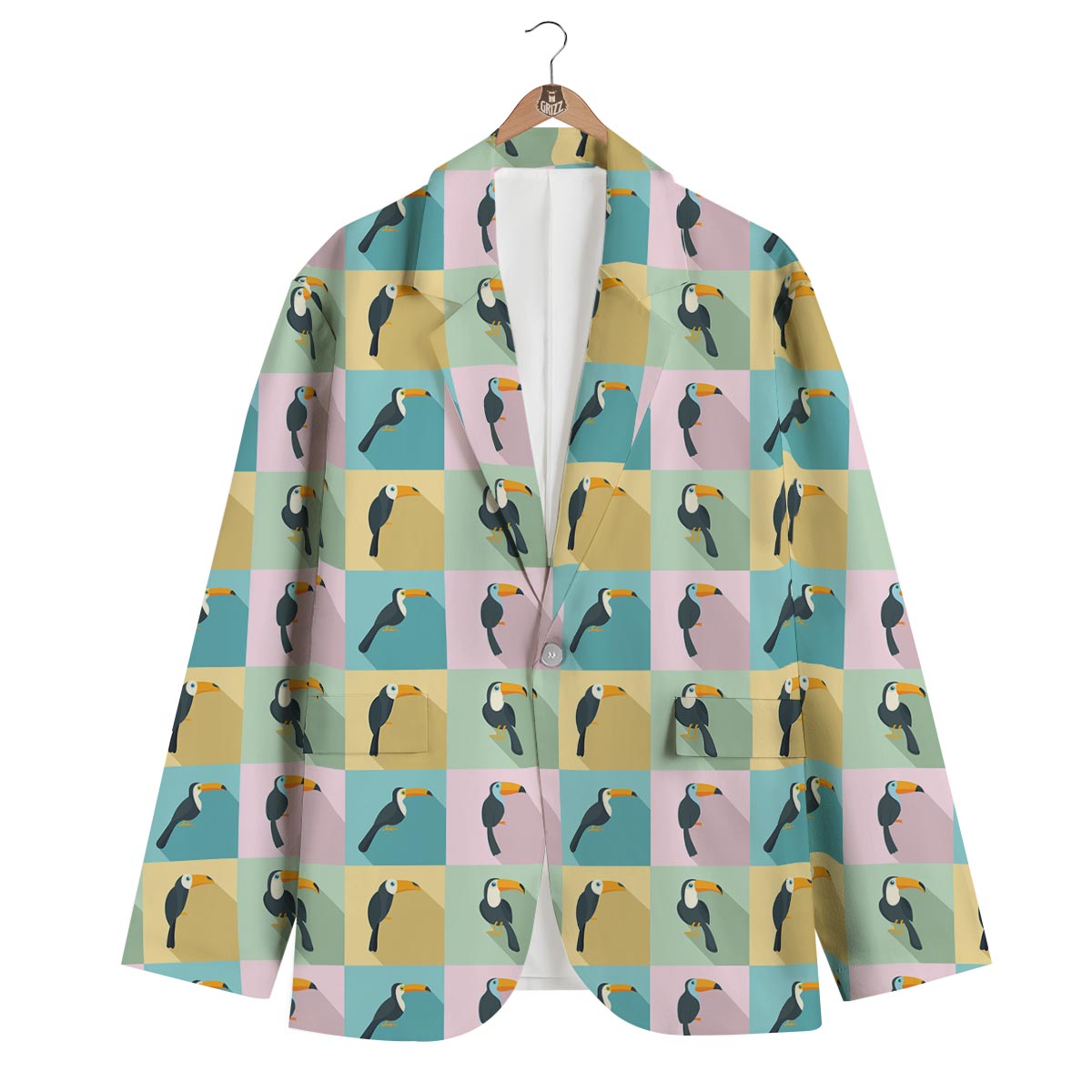 Parrot Print Pattern Men's Blazer-grizzshop