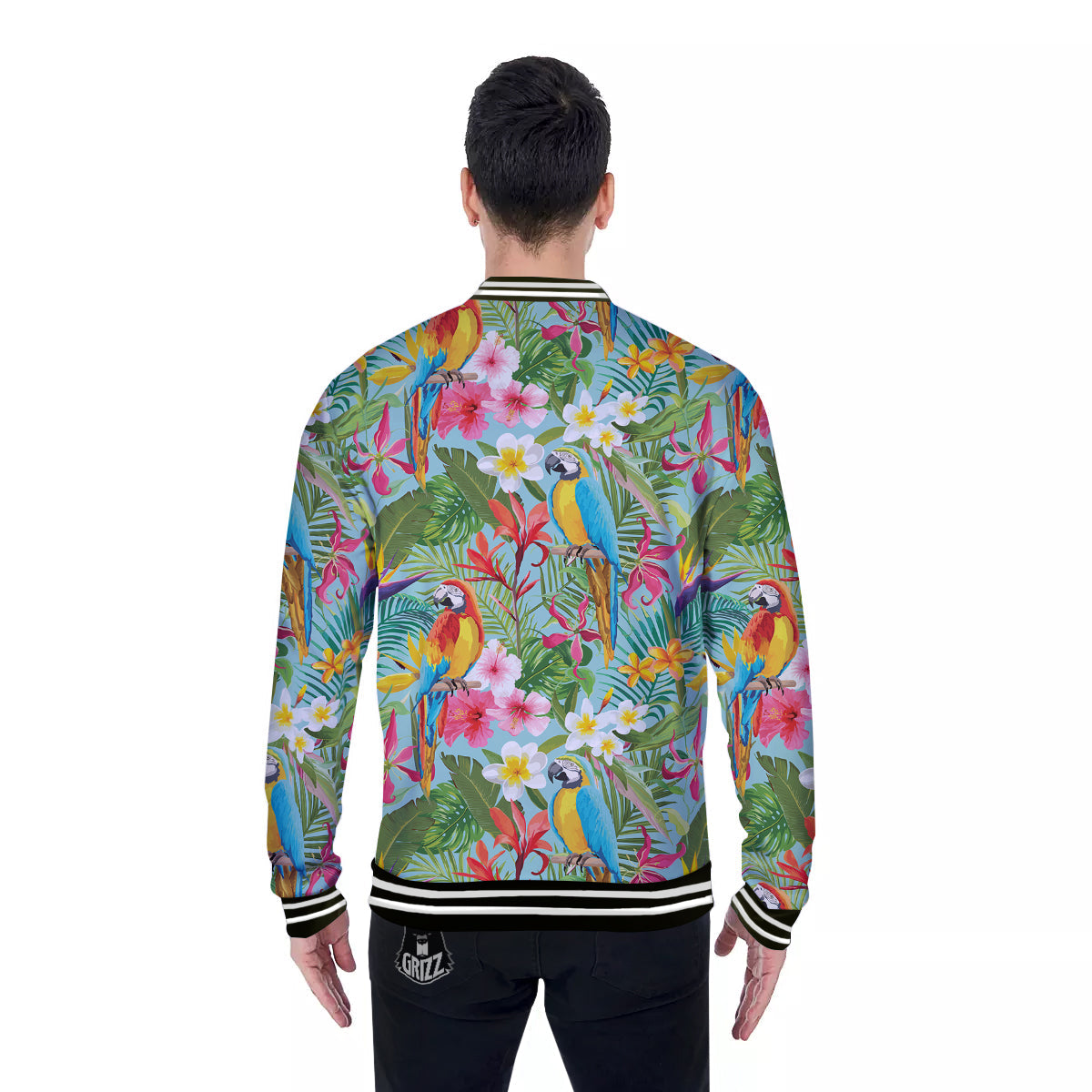 Parrot Tropical Print Pattern Baseball Jacket-grizzshop