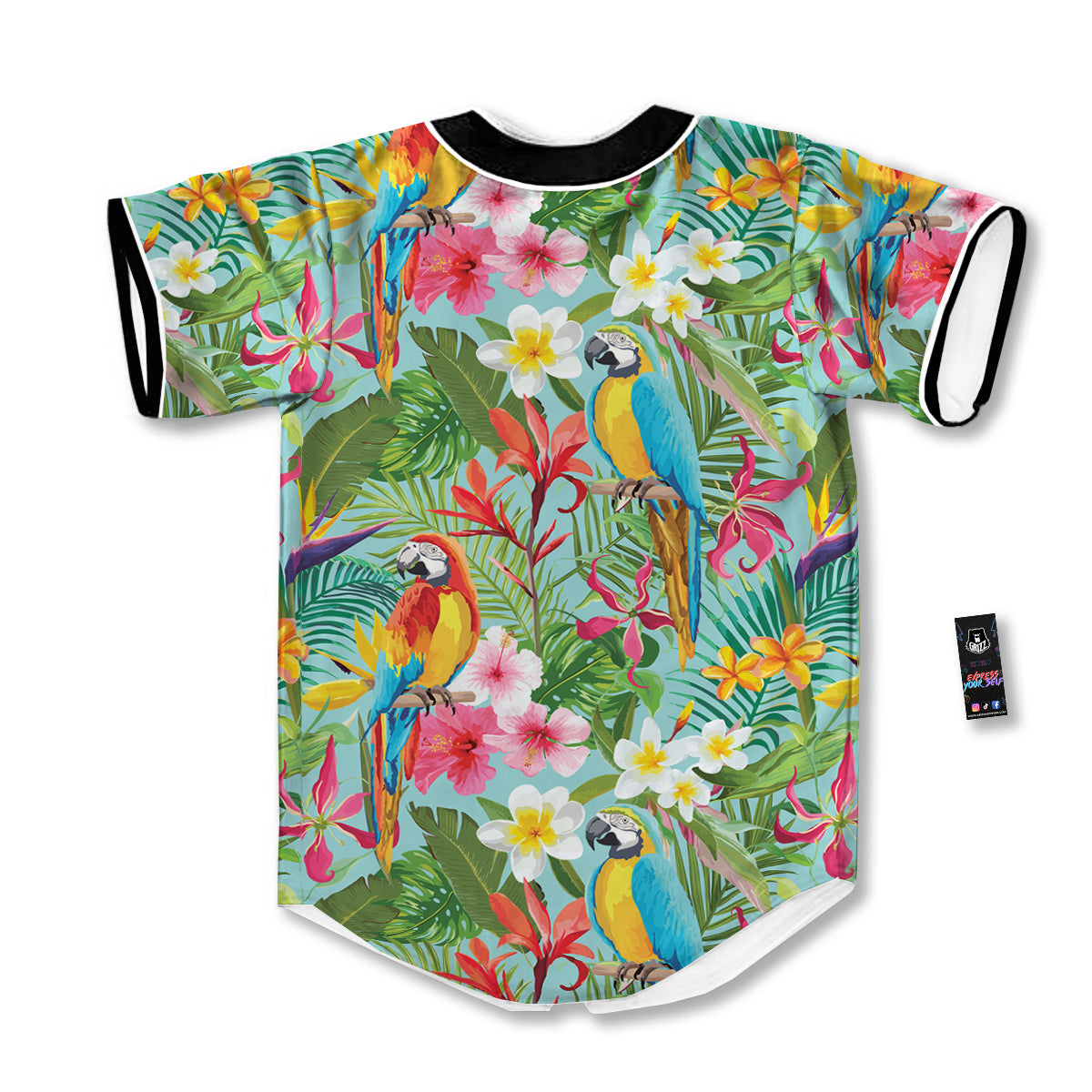 Parrot Tropical Print Pattern Baseball Jersey-grizzshop