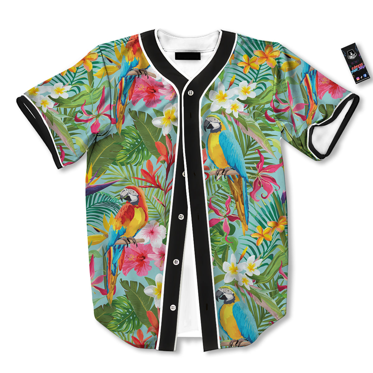 Parrot Tropical Print Pattern Baseball Jersey-grizzshop