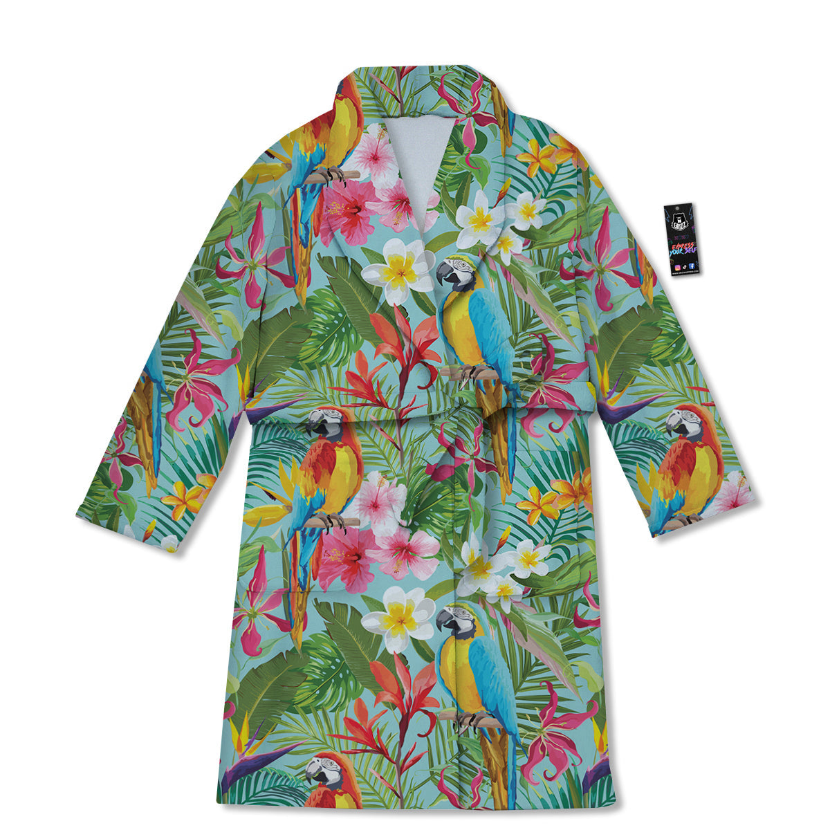Parrot Tropical Print Pattern Bathrobe-grizzshop