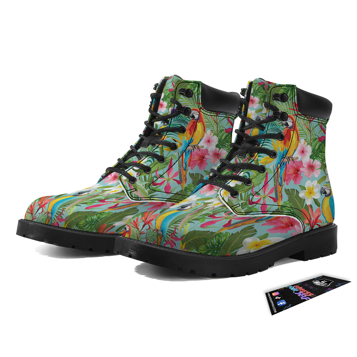 Parrot Tropical Print Pattern Boots-grizzshop