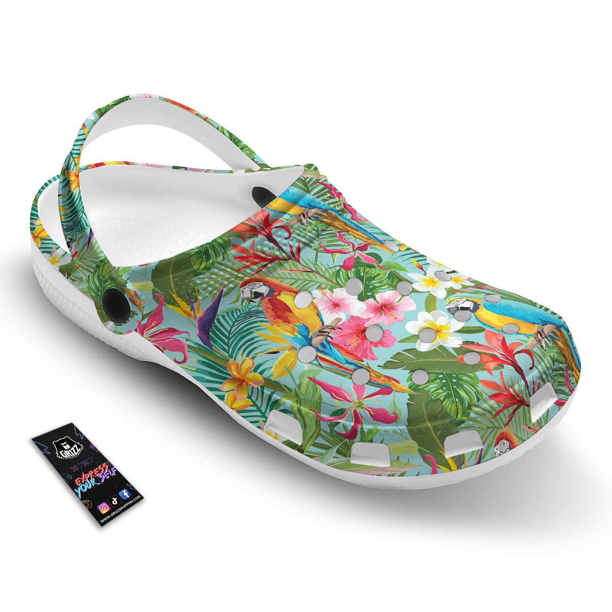 Parrot Tropical Print Pattern Clog-grizzshop