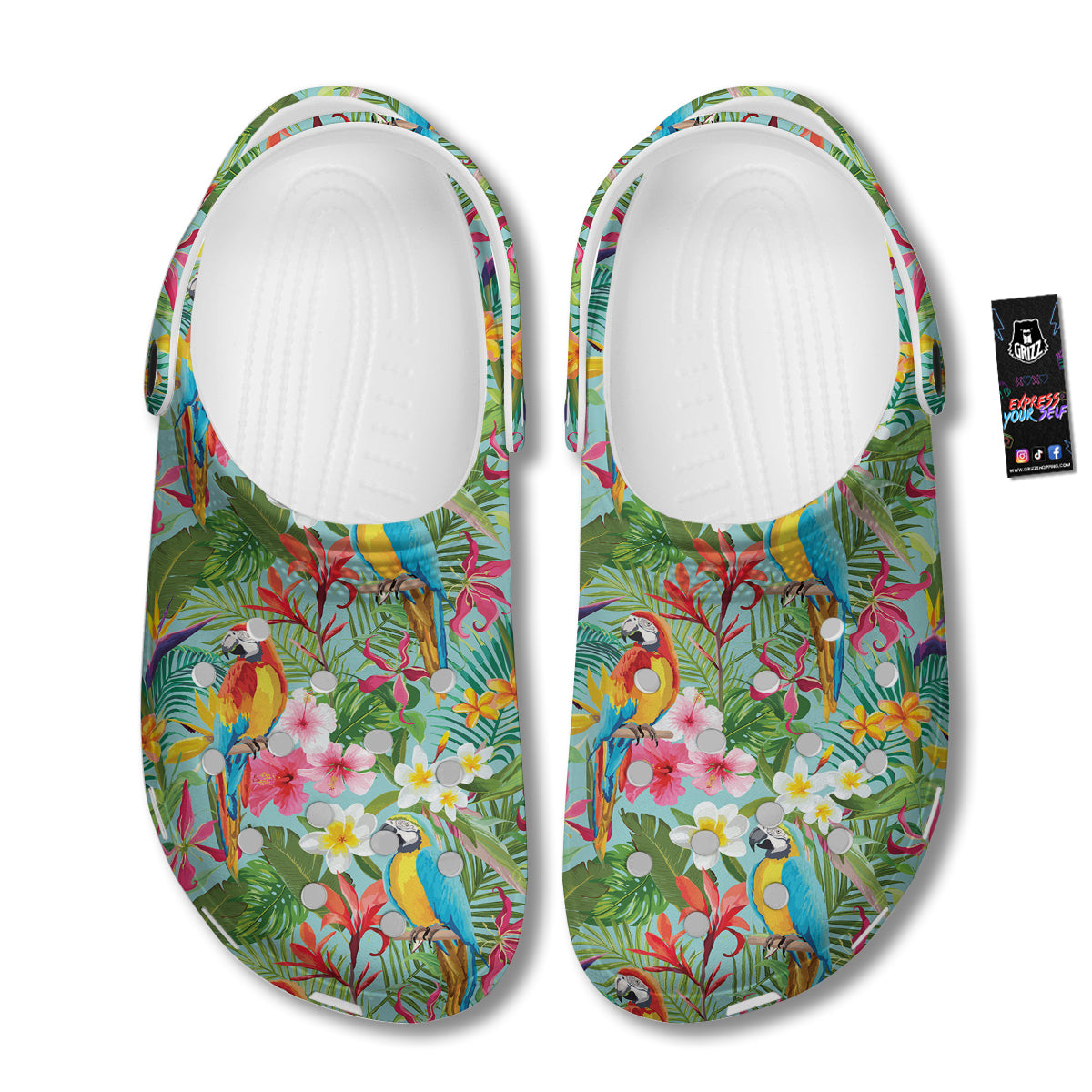 Parrot Tropical Print Pattern Clog-grizzshop
