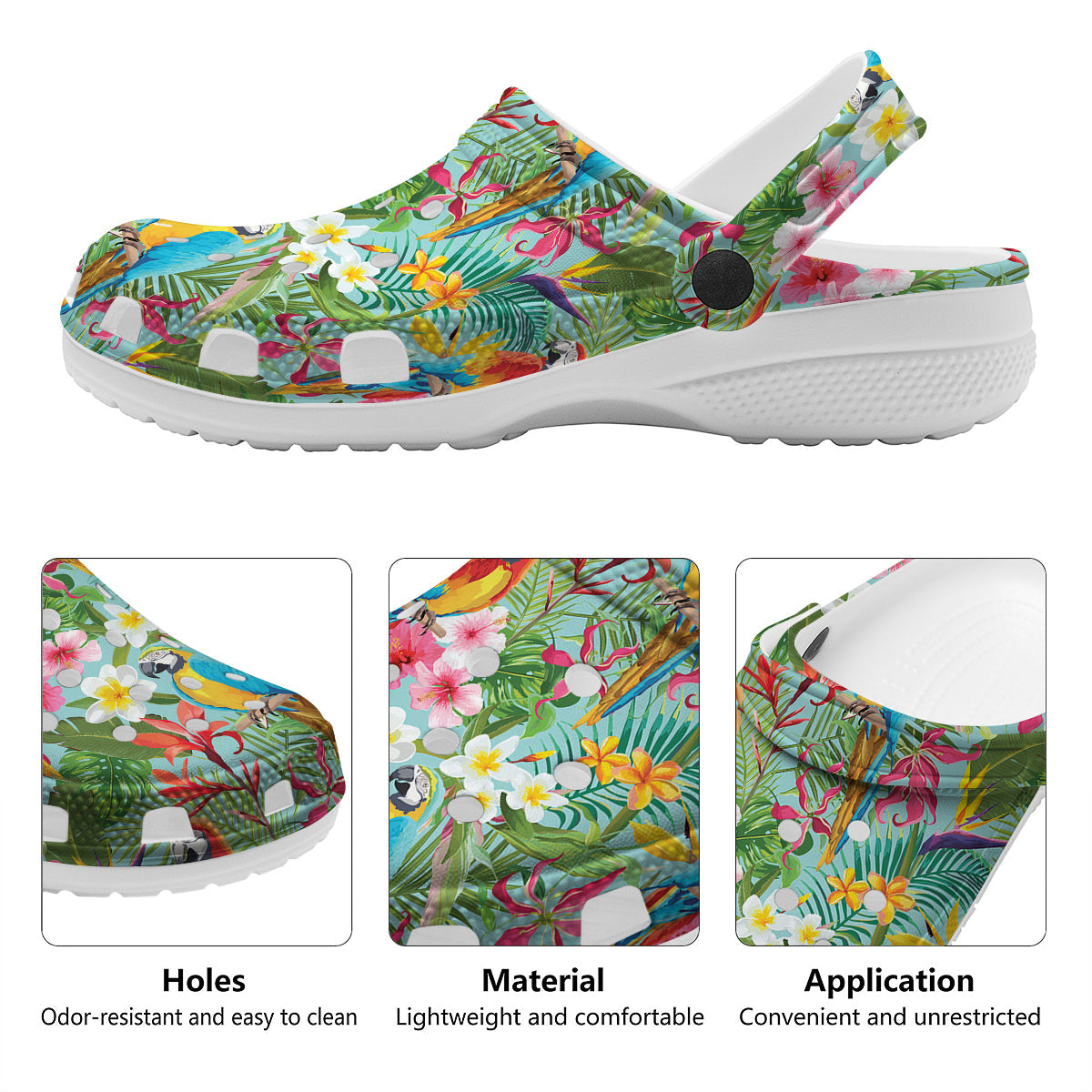 Parrot Tropical Print Pattern Clog-grizzshop