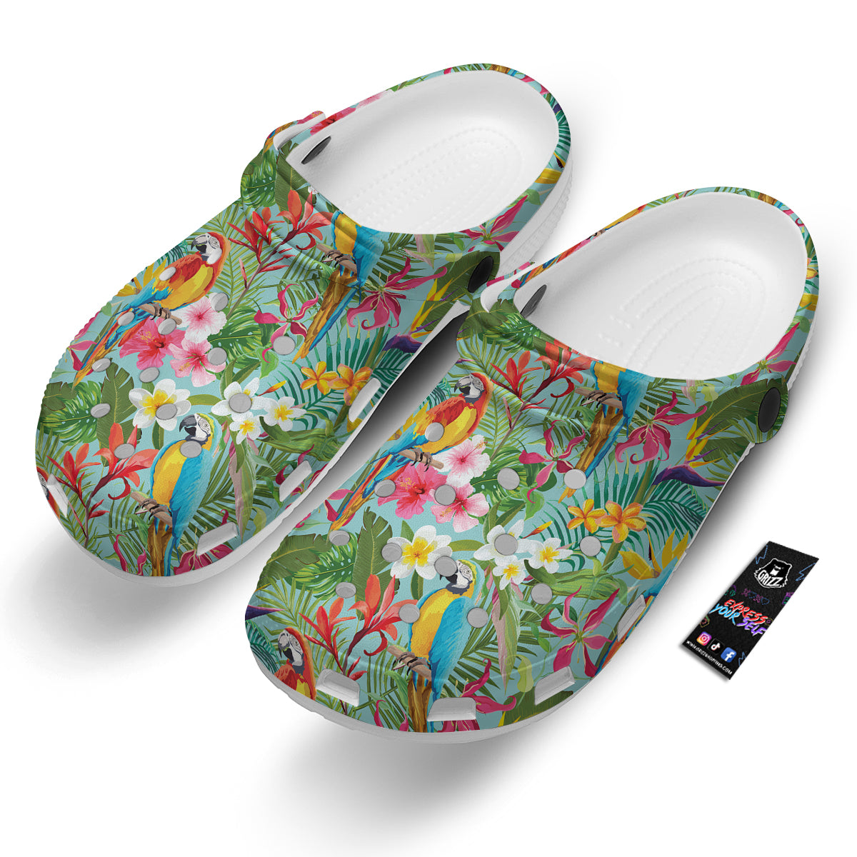 Parrot Tropical Print Pattern Clog-grizzshop