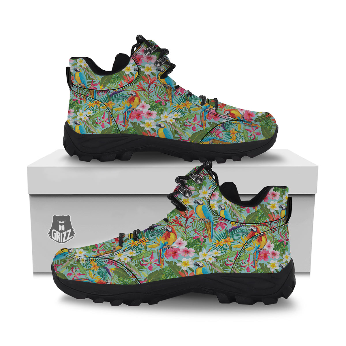 Parrot Tropical Print Pattern Hiking Shoes-grizzshop