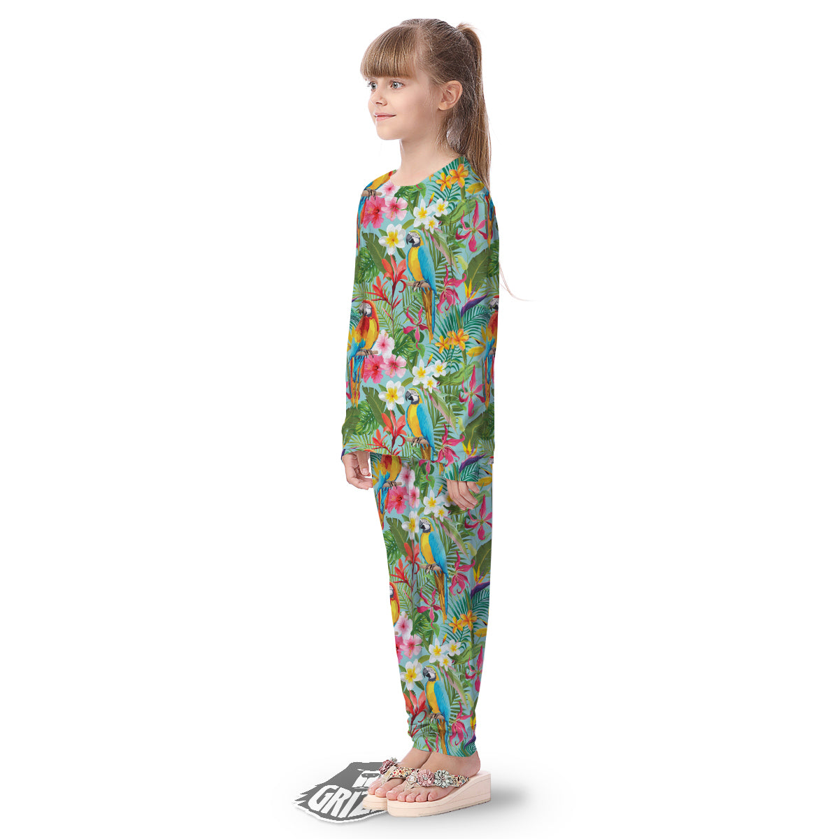 Parrot Tropical Print Pattern Kid's Pajamas-grizzshop