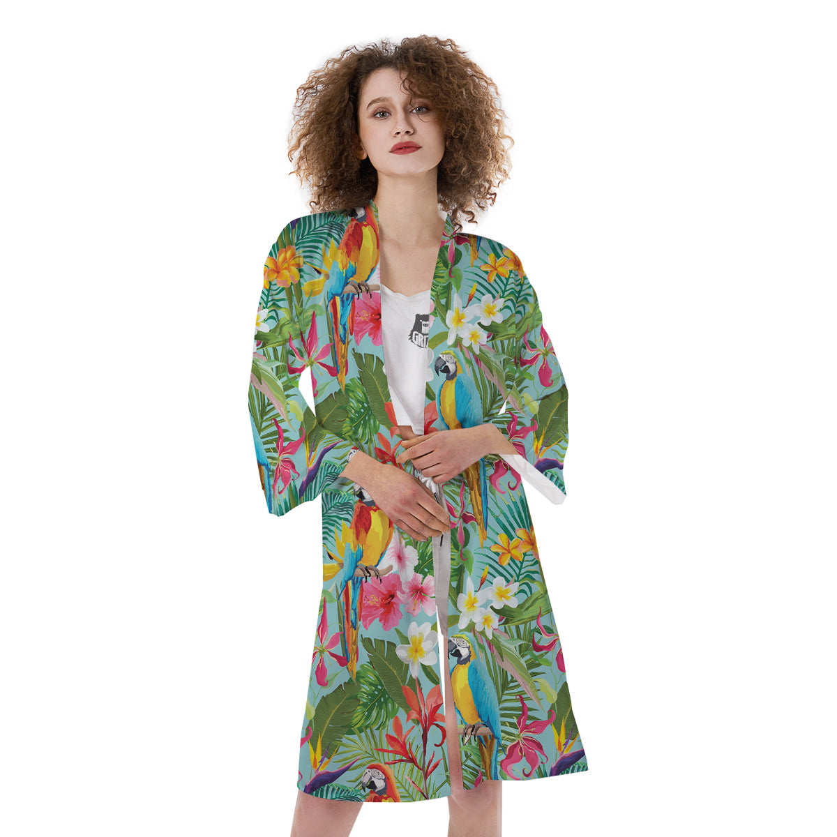 Parrot Tropical Print Pattern Kimono-grizzshop