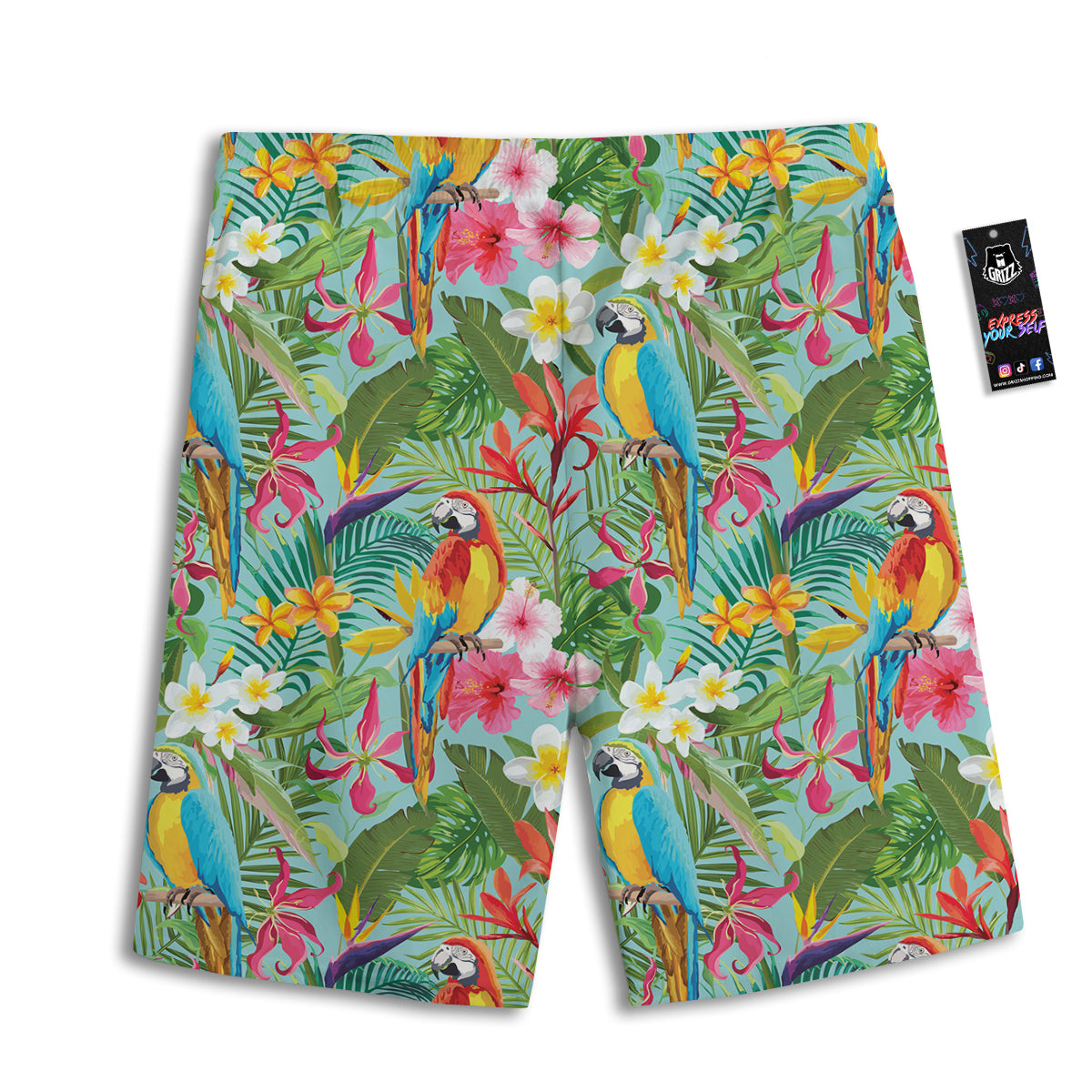 Parrot Tropical Print Pattern Men's Athletic Shorts
