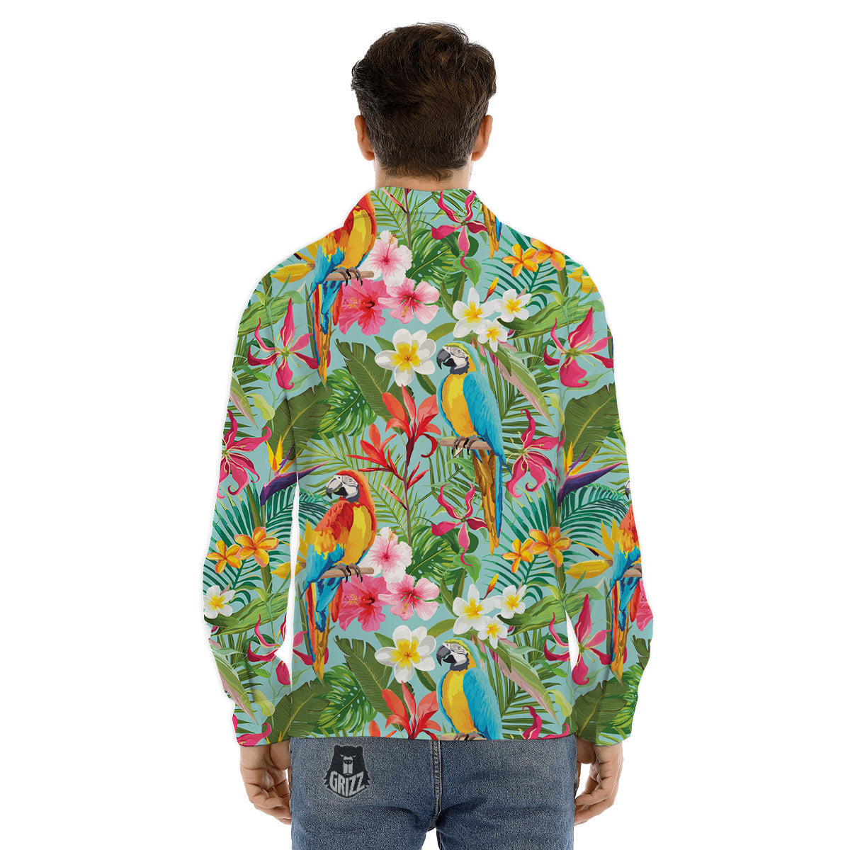 Parrot Tropical Print Pattern Men's Dress Shirts-grizzshop