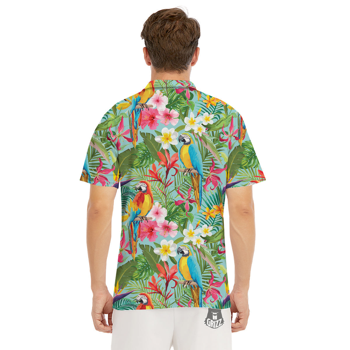 Parrot Tropical Print Pattern Men's Golf Shirts-grizzshop