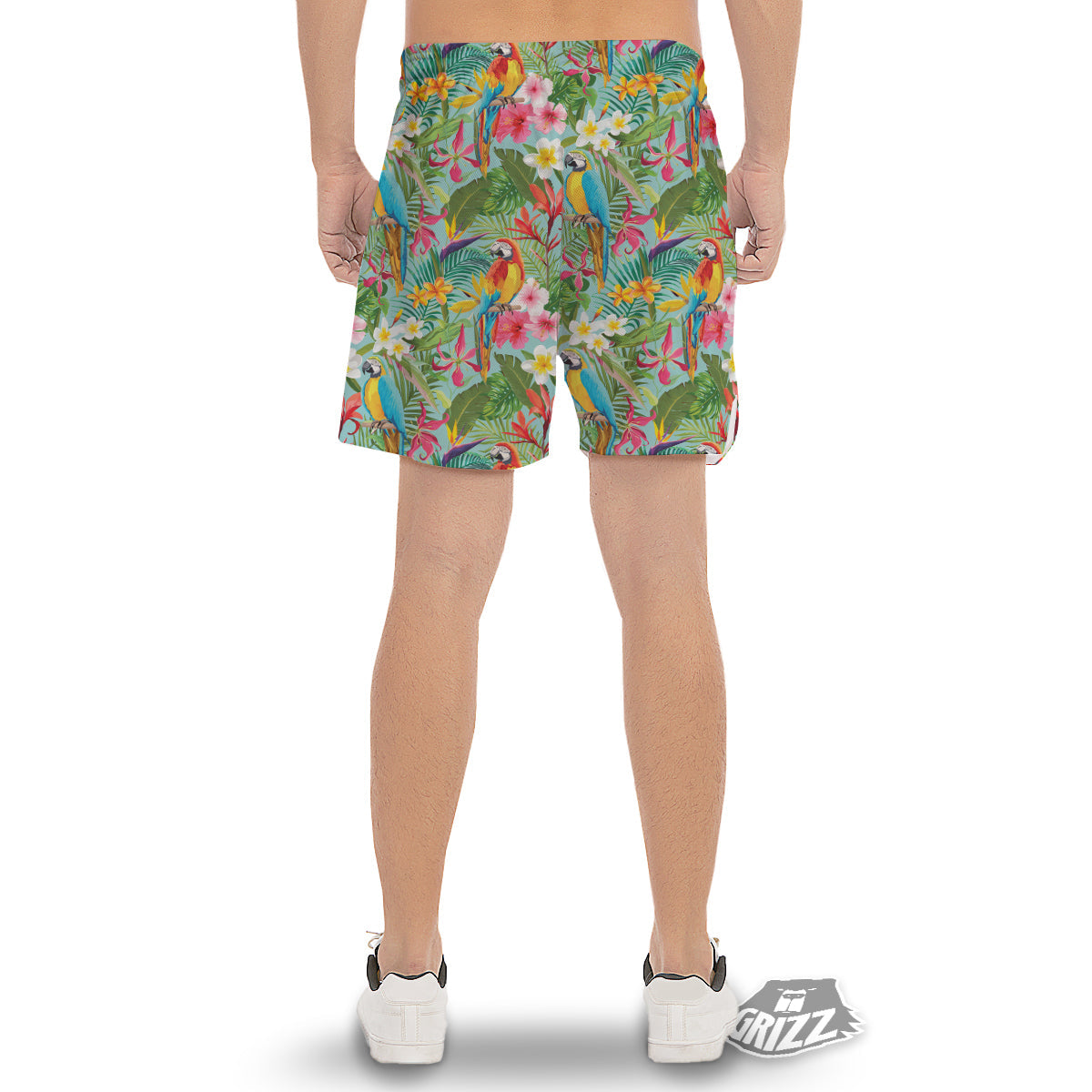Parrot Tropical Print Pattern Men's Gym Shorts-grizzshop