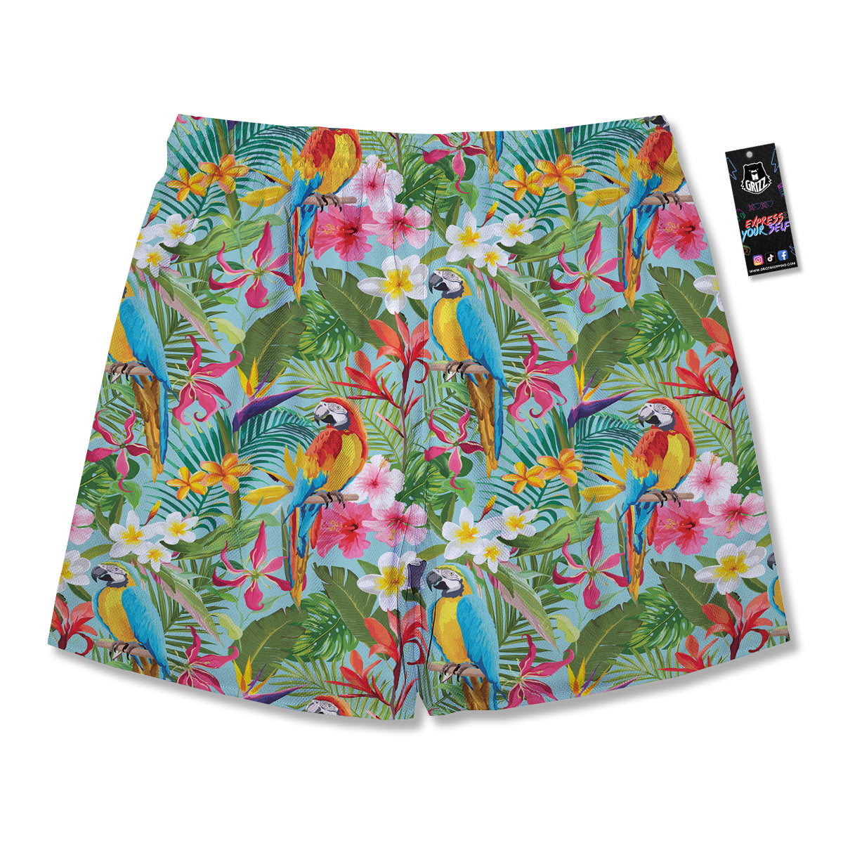 Parrot Tropical Print Pattern Men's Running Shorts-grizzshop