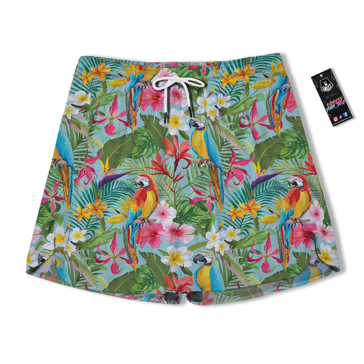 Parrot Tropical Print Pattern Men's Running Shorts-grizzshop