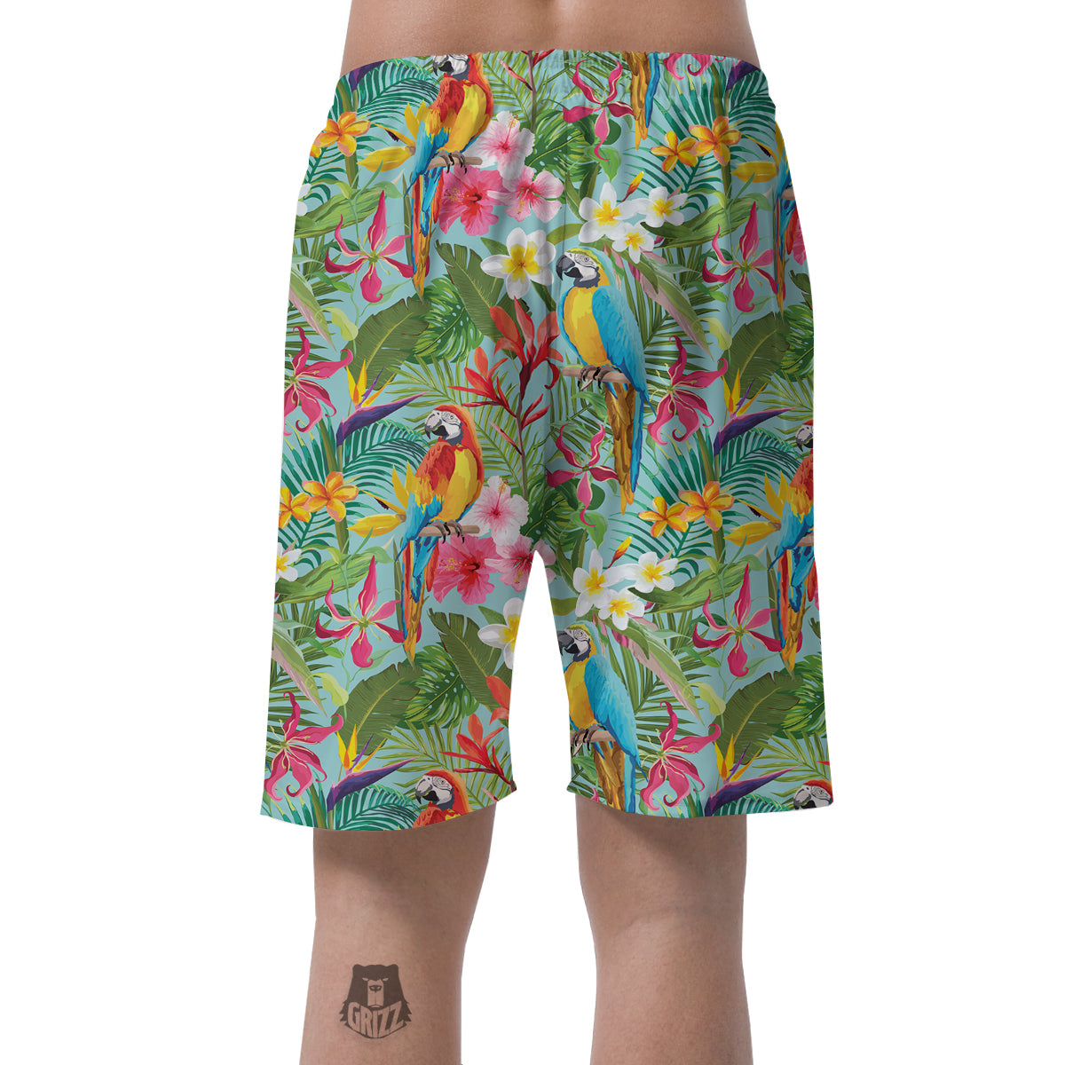 Parrot Tropical Print Pattern Men's Shorts-grizzshop