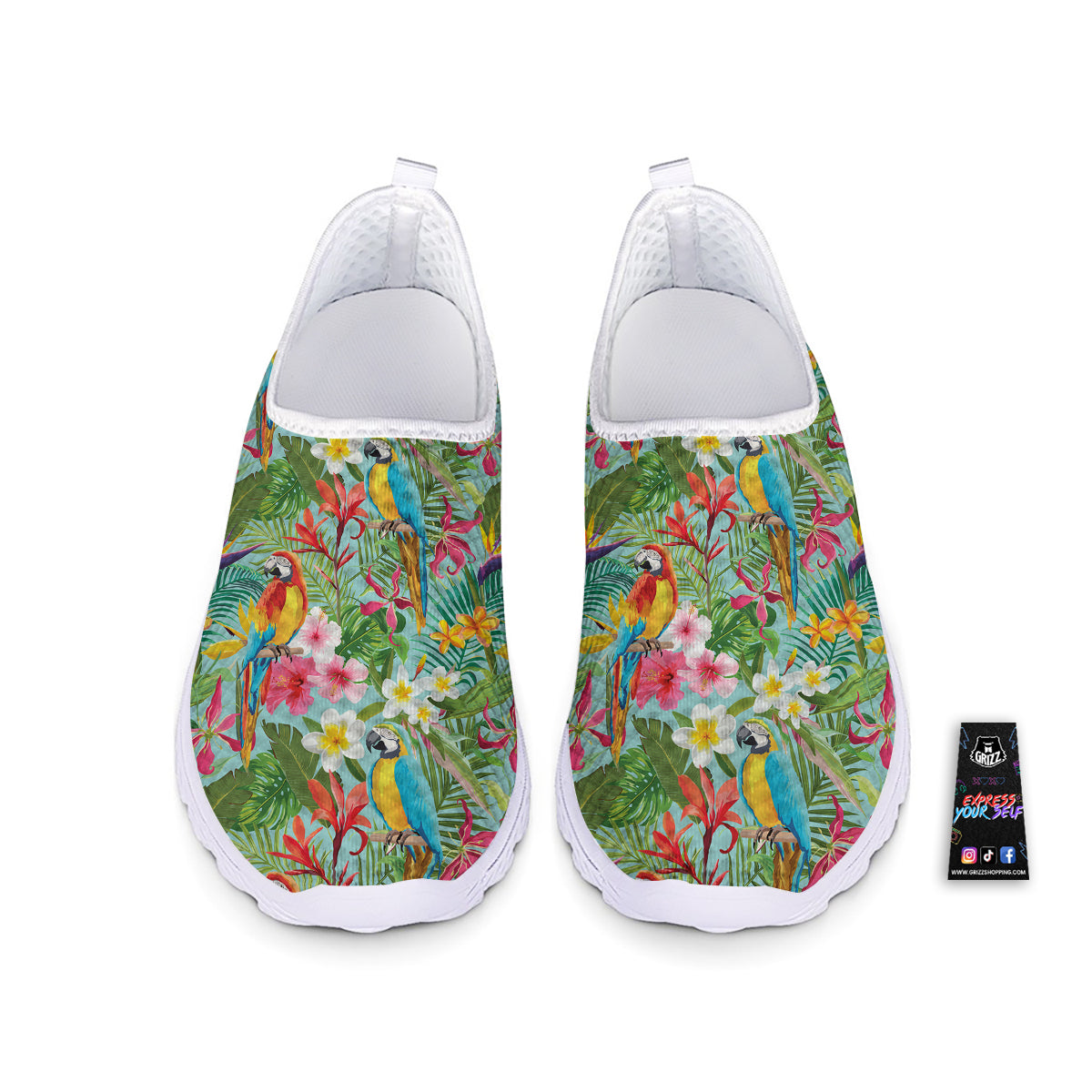Parrot Tropical Print Pattern Nurse Shoes-grizzshop