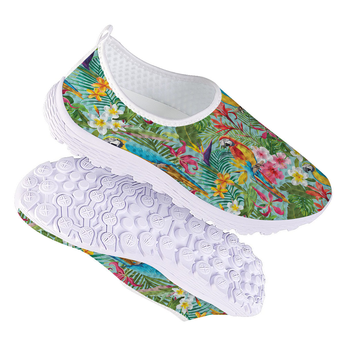 Parrot Tropical Print Pattern Nurse Shoes-grizzshop