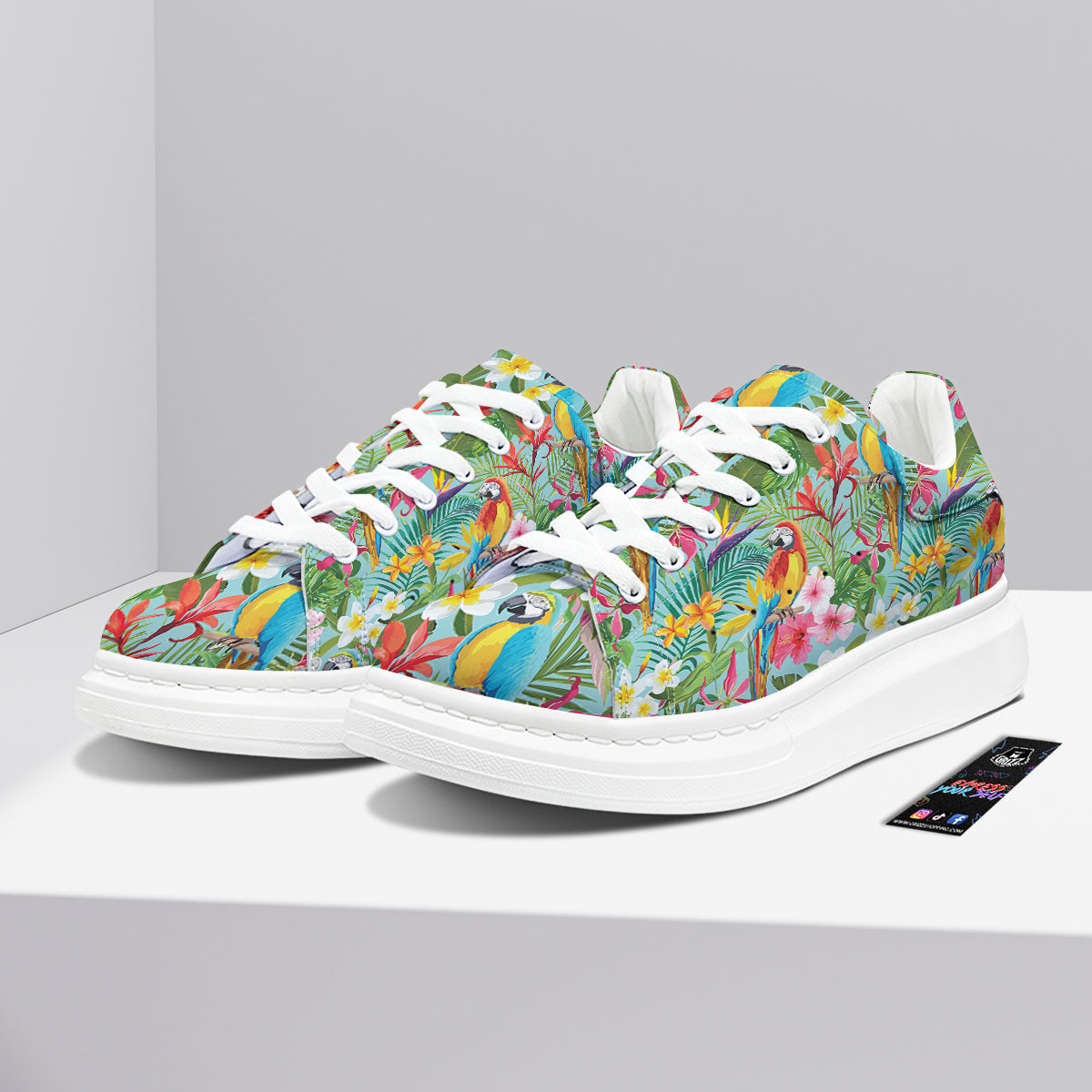 Parrot Tropical Print Pattern Platform Shoes-grizzshop
