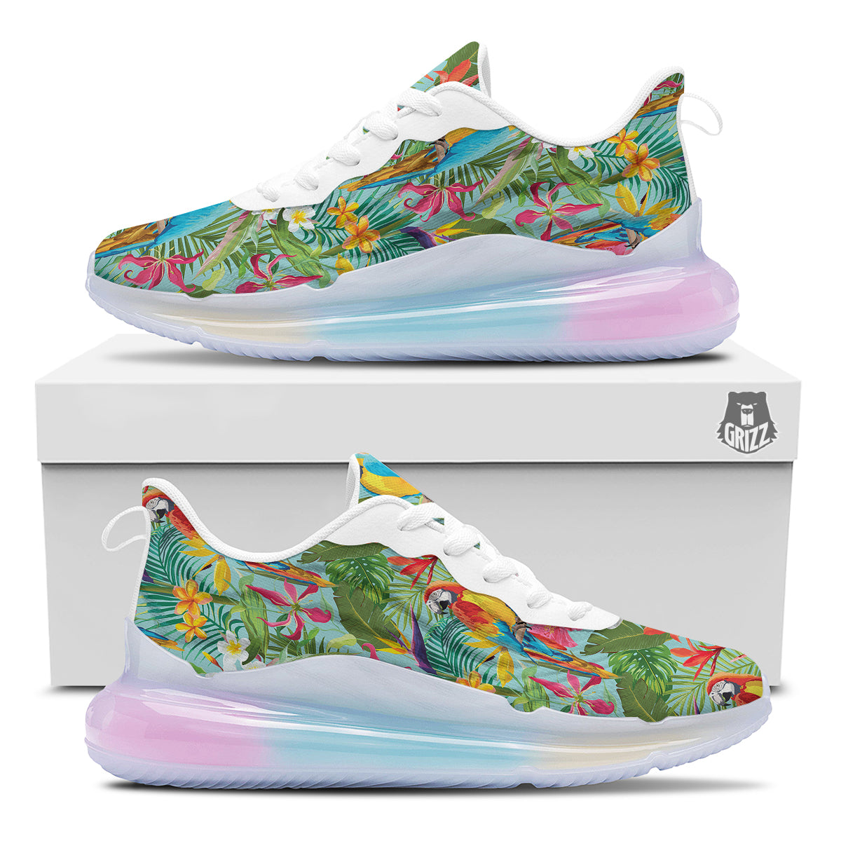 Parrot Tropical Print Pattern Running Sneakers-grizzshop
