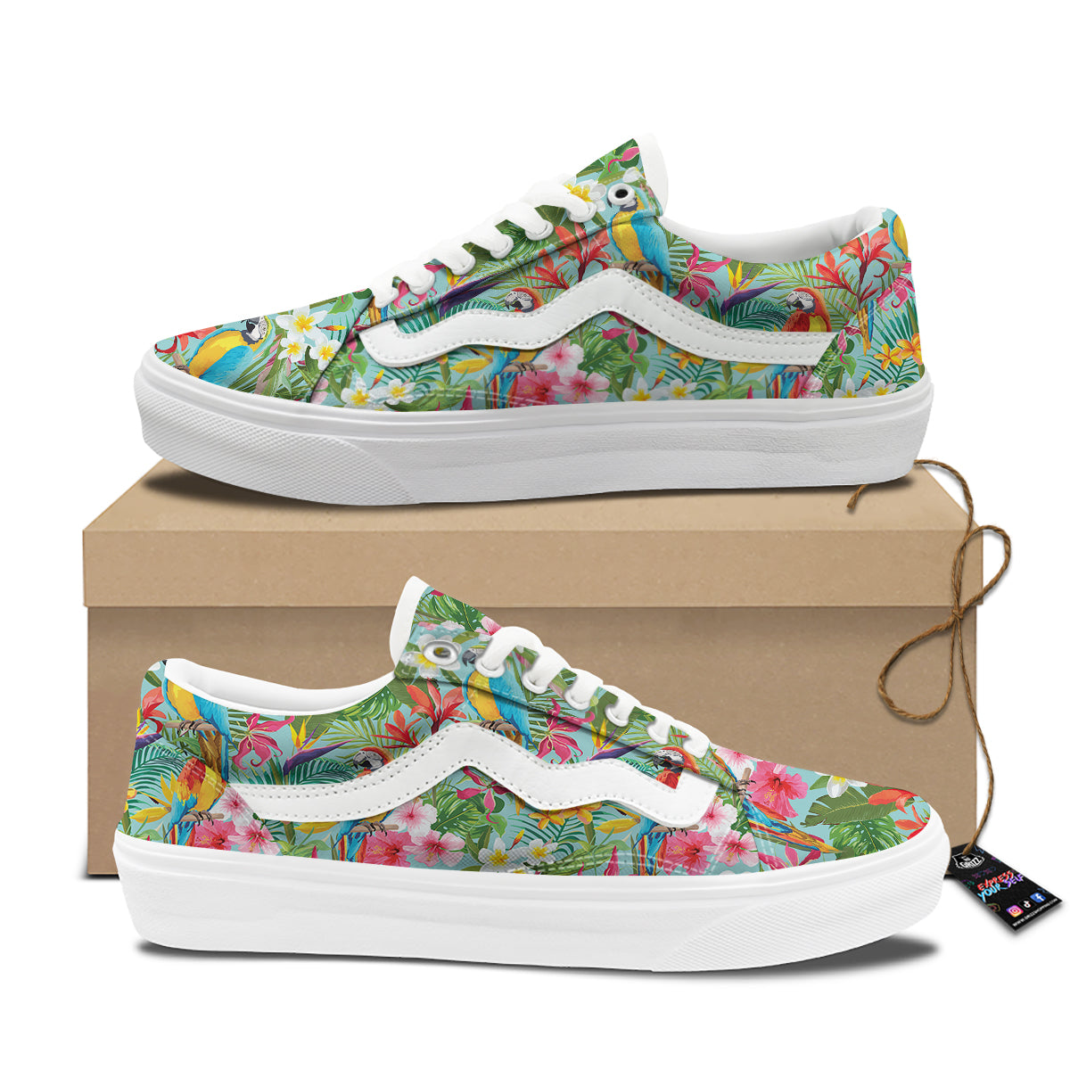 Parrot Tropical Print Pattern Skate Shoes-grizzshop