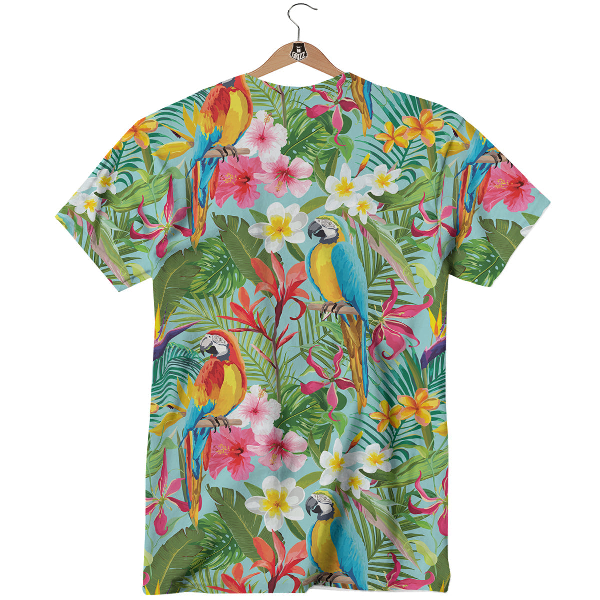 Parrot Tropical Print Pattern T-Shirt-grizzshop