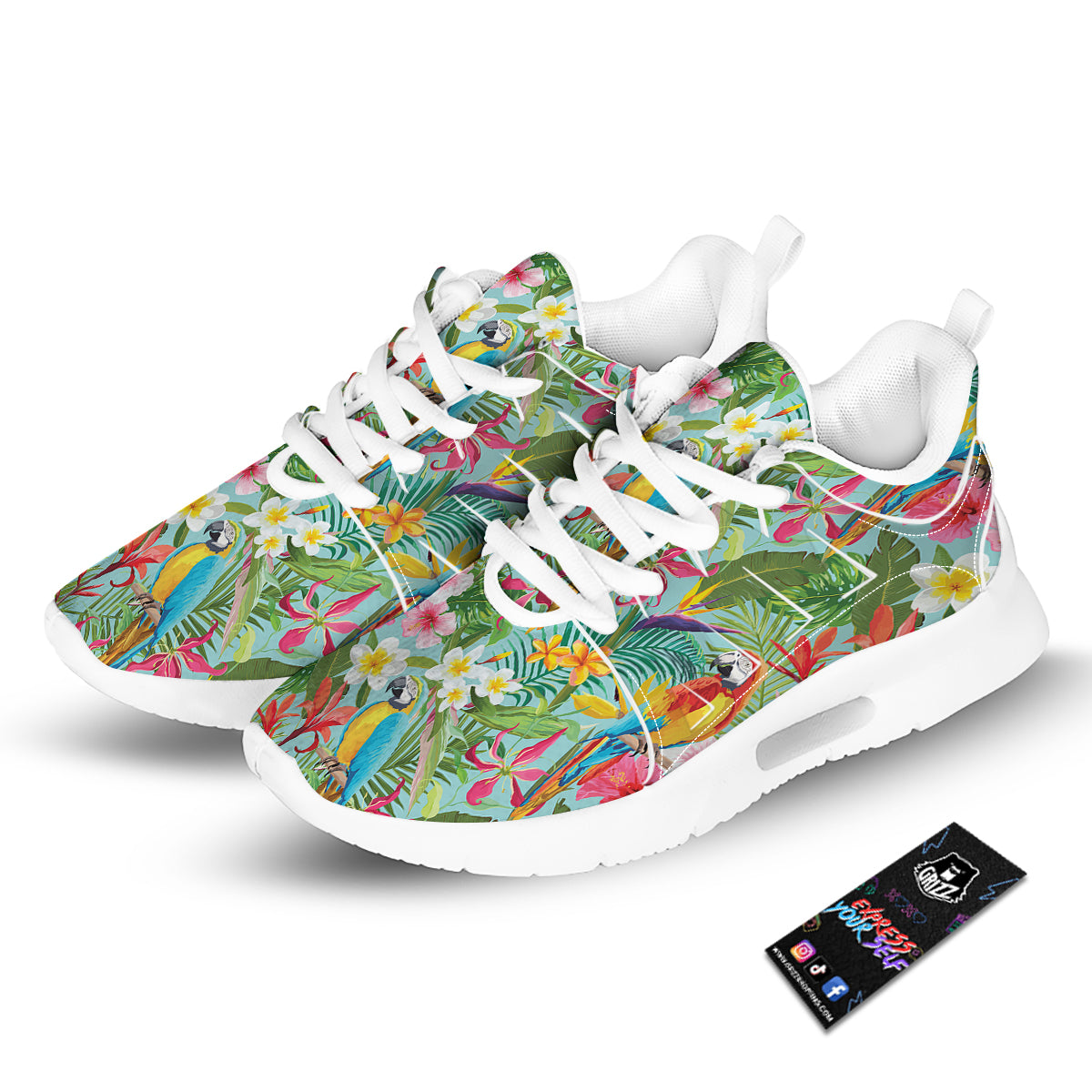 Parrot Tropical Print Pattern Tennis Shoes-grizzshop