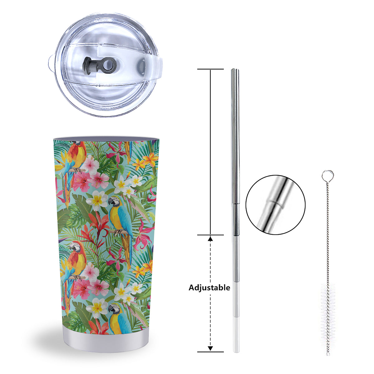 Parrot Tropical Print Pattern Tumbler-grizzshop