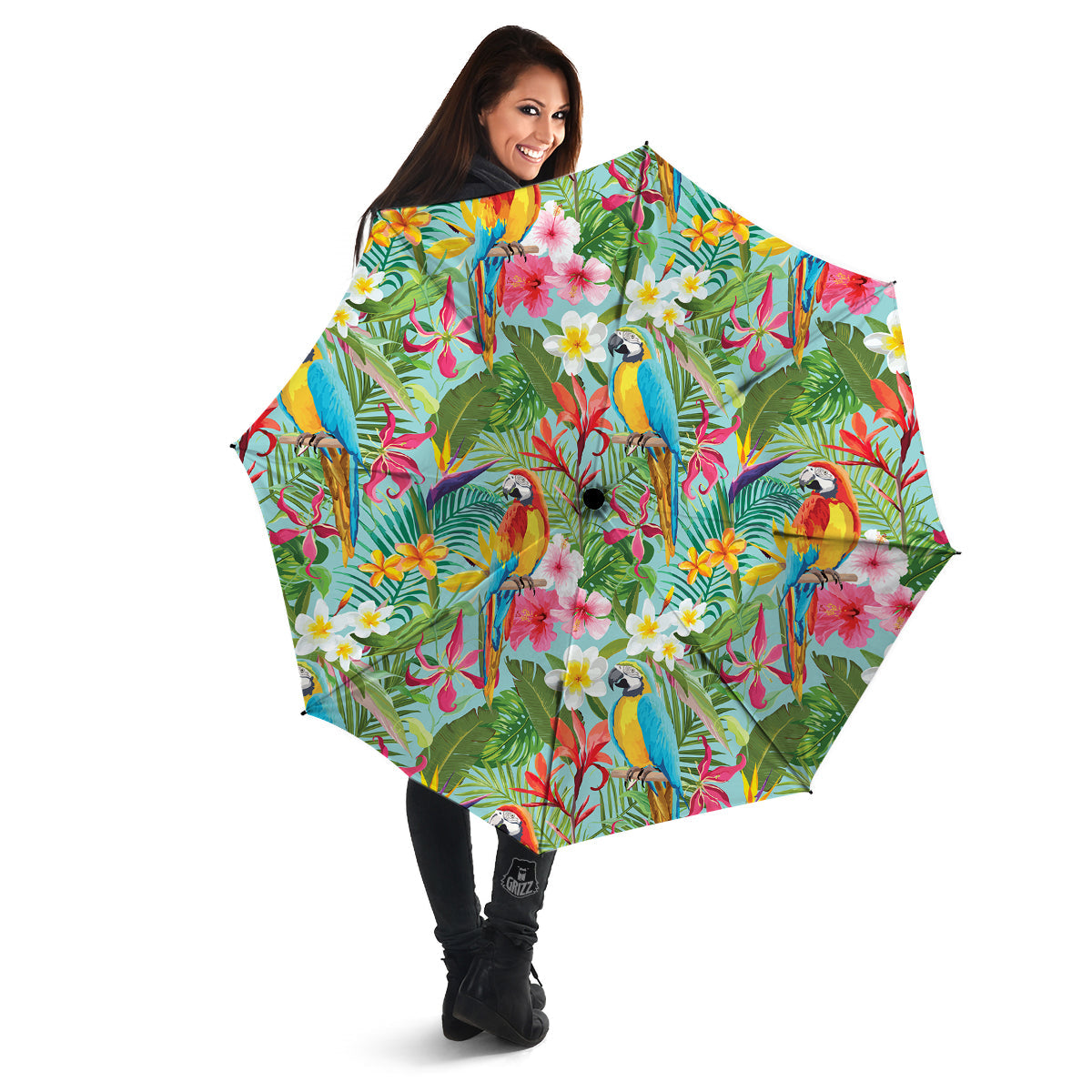 Parrot Tropical Print Pattern Umbrella-grizzshop