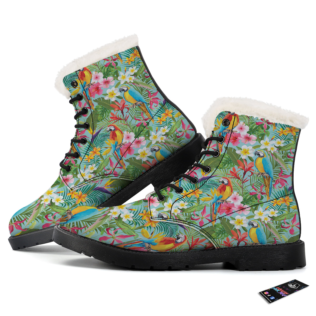 Parrot Tropical Print Pattern Winter Boots-grizzshop